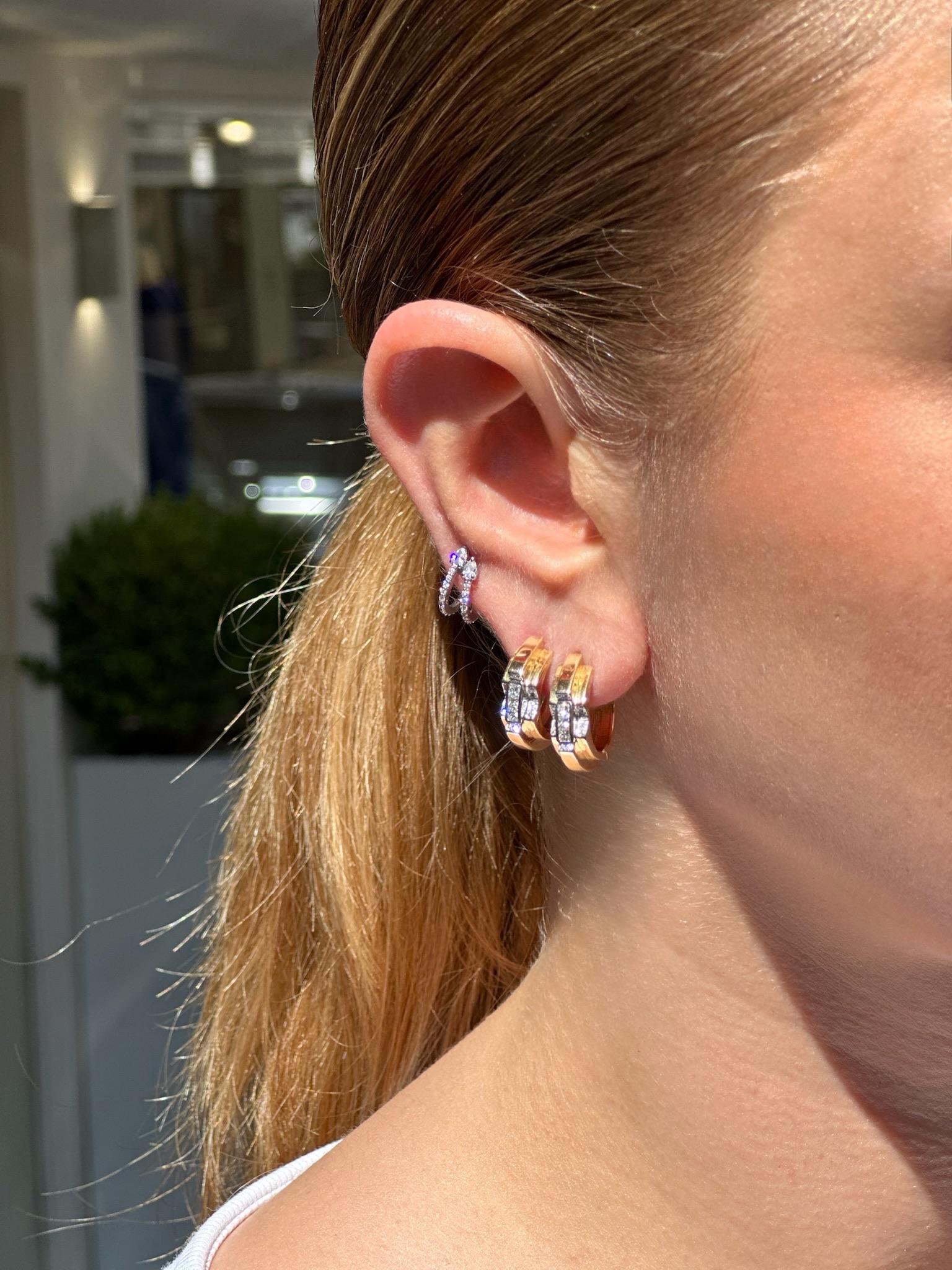 Serie Galaxy Dreifach-Diamant-Ohrringe (Carréschliff) im Angebot