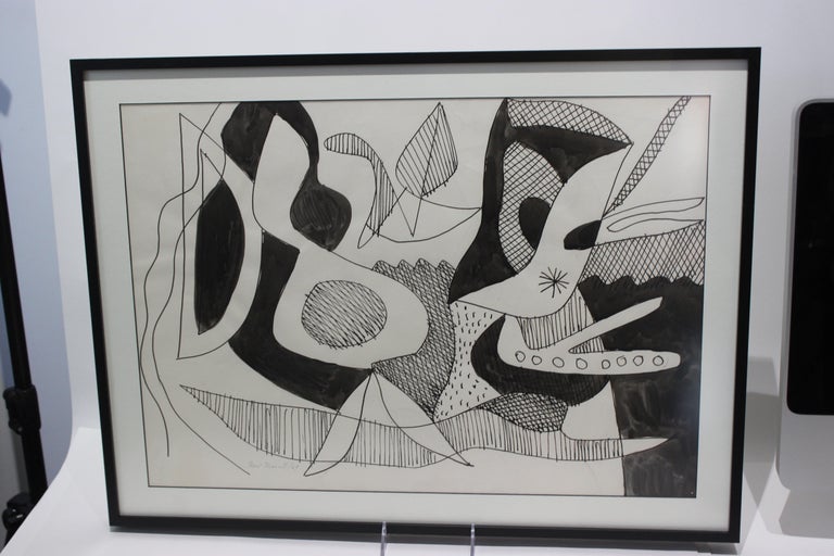 Series Ii Pen Ink Abstract Painting By Listed Artist Rene Marcel
