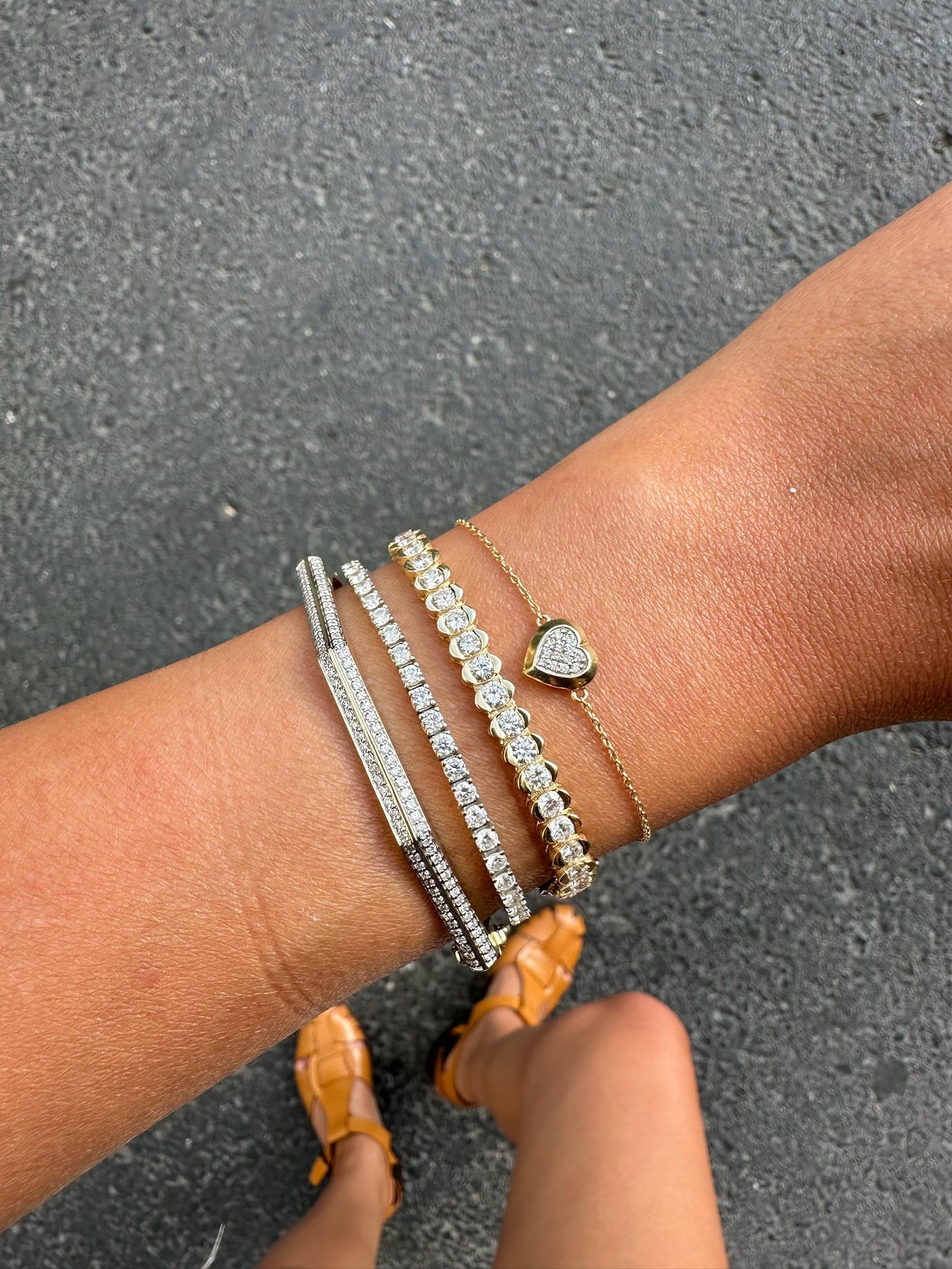 Brilliant Cut Series Love Diamond Heart Bracelet For Sale