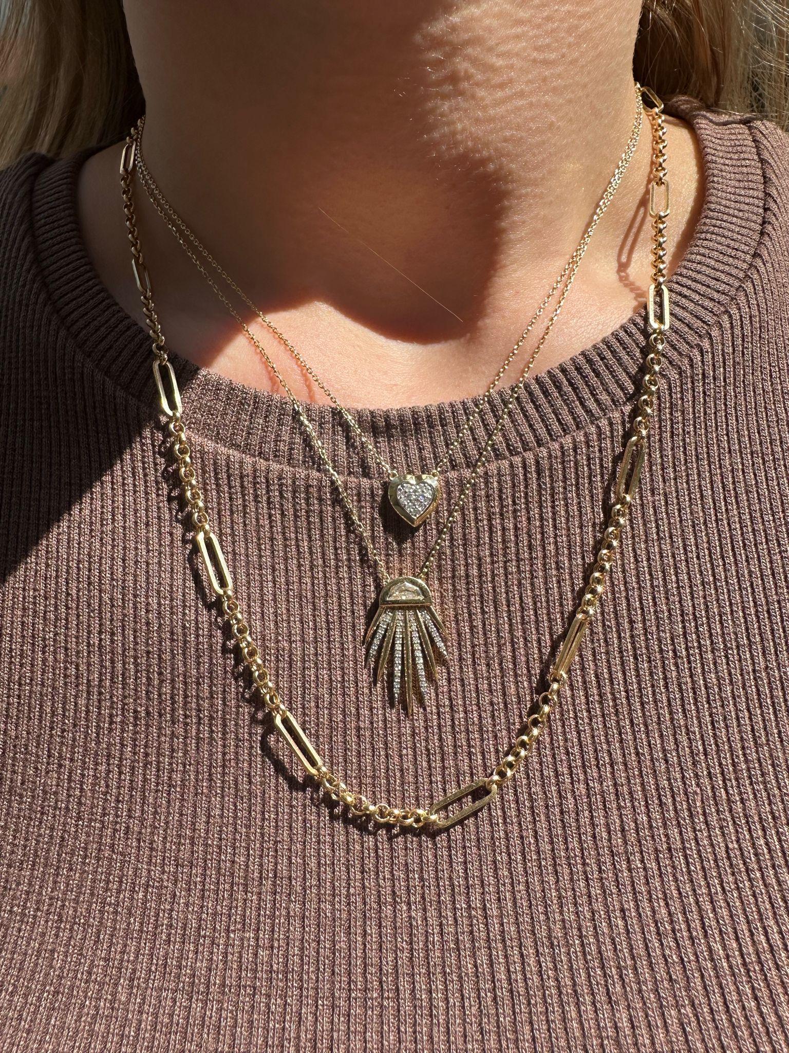 Taille brillant Série Love Collier à chaîne avec cœur en diamant en vente