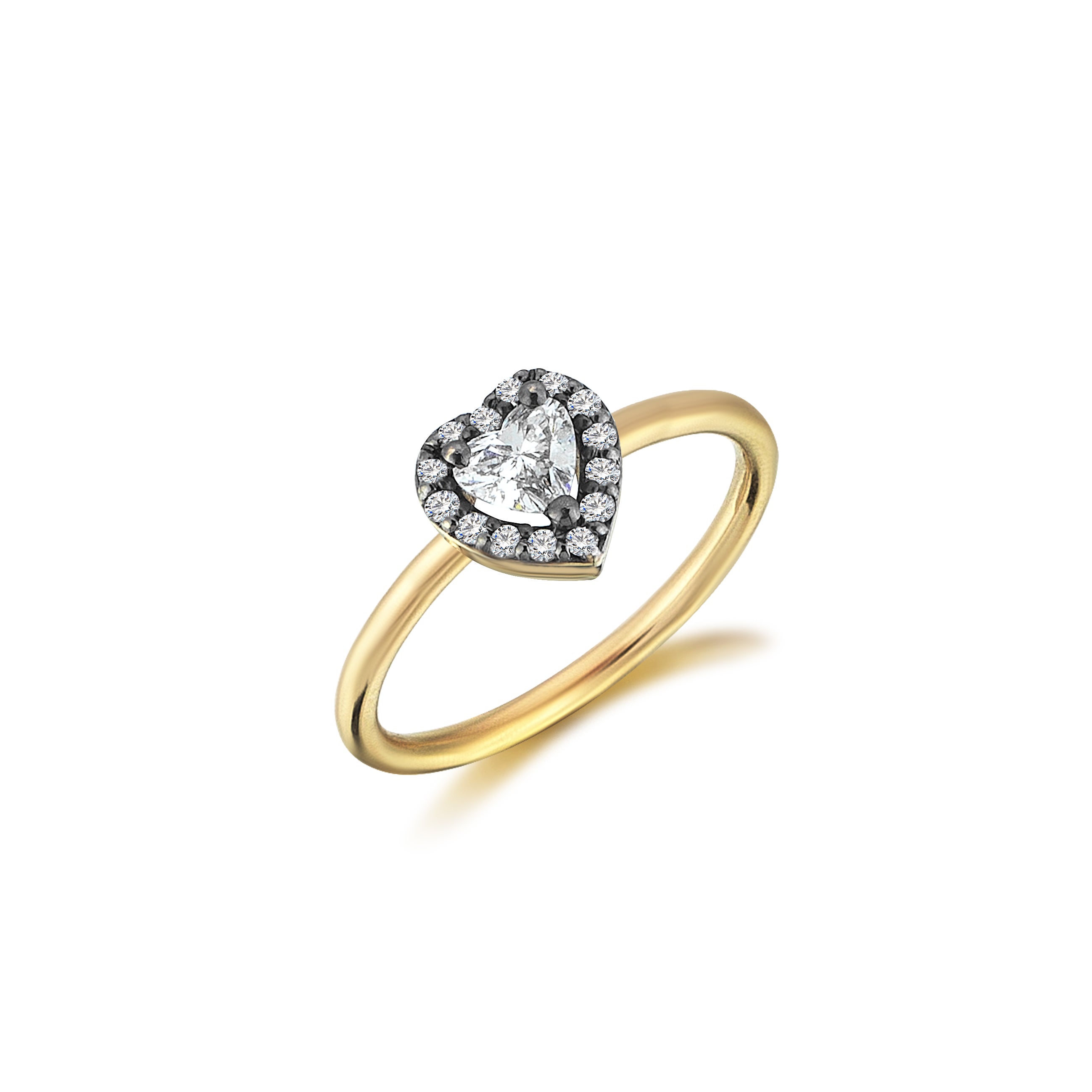 Anello con diamante con cuore d'amore