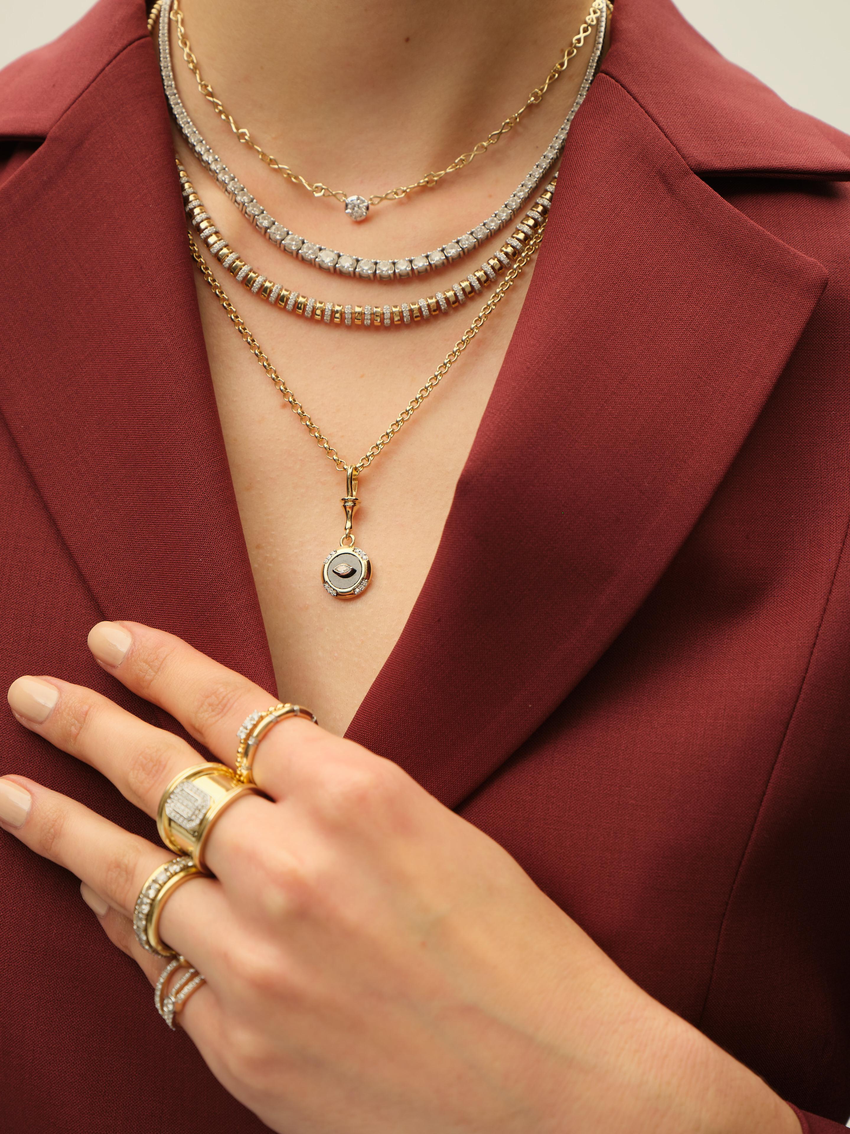 Modern Series Moonlight 1.75ct Diamond Gold Necklace For Sale