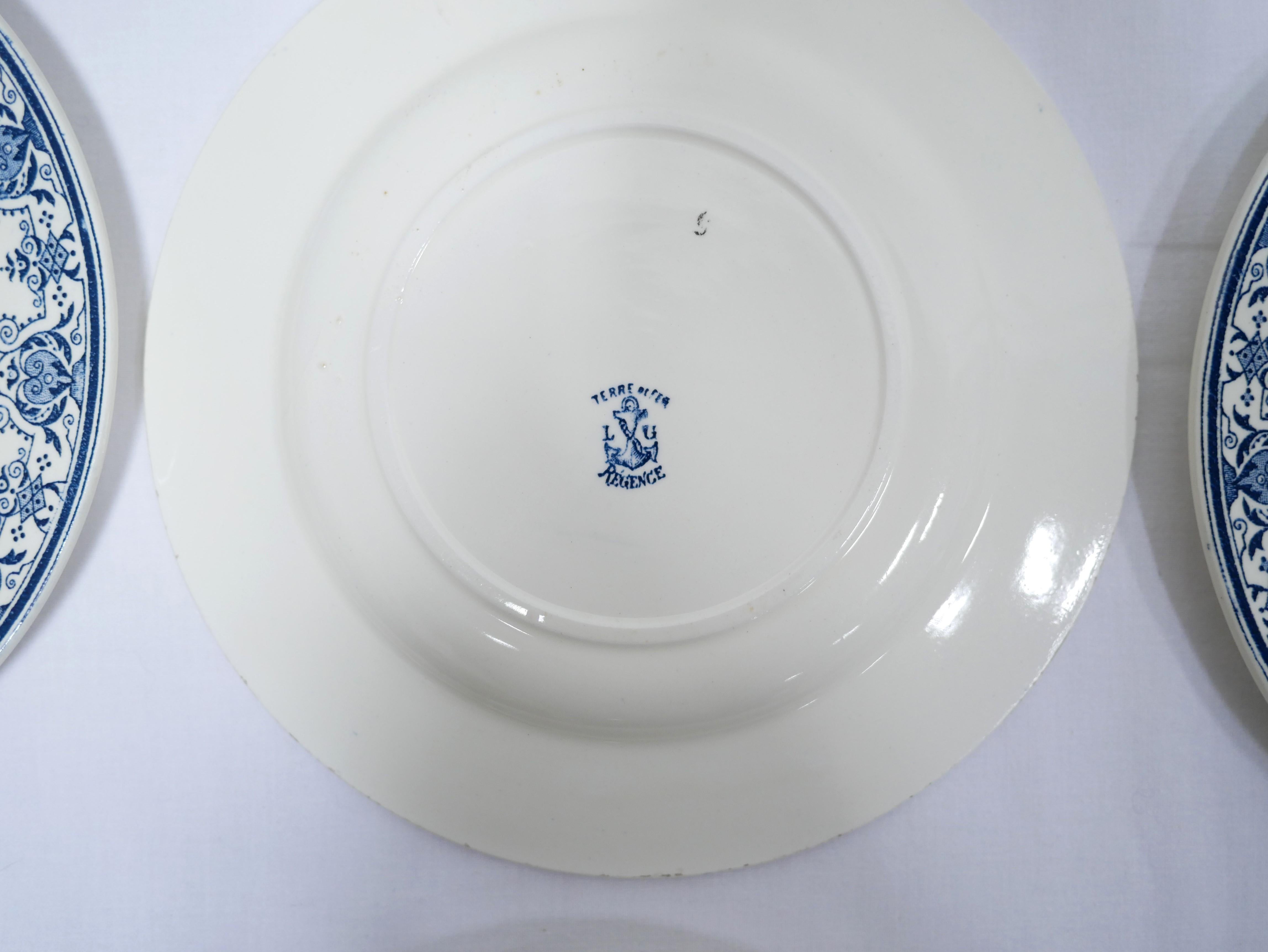 Series of 10 Old Terre De Fer Plates by L.G. for the Clairefontaine Earthenware For Sale 5