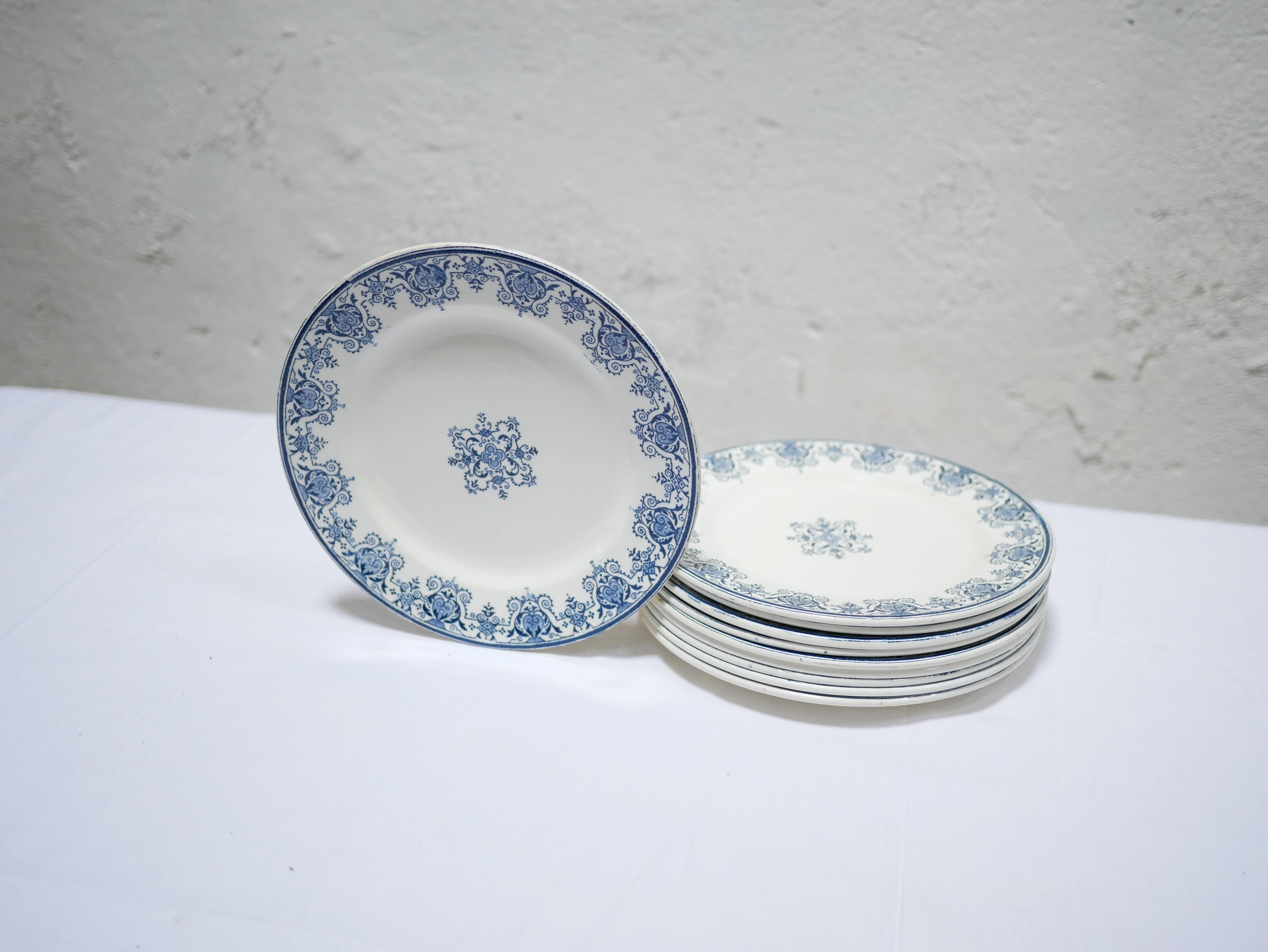 French Series of 10 Old Terre De Fer Plates by L.G. for the Clairefontaine Earthenware For Sale