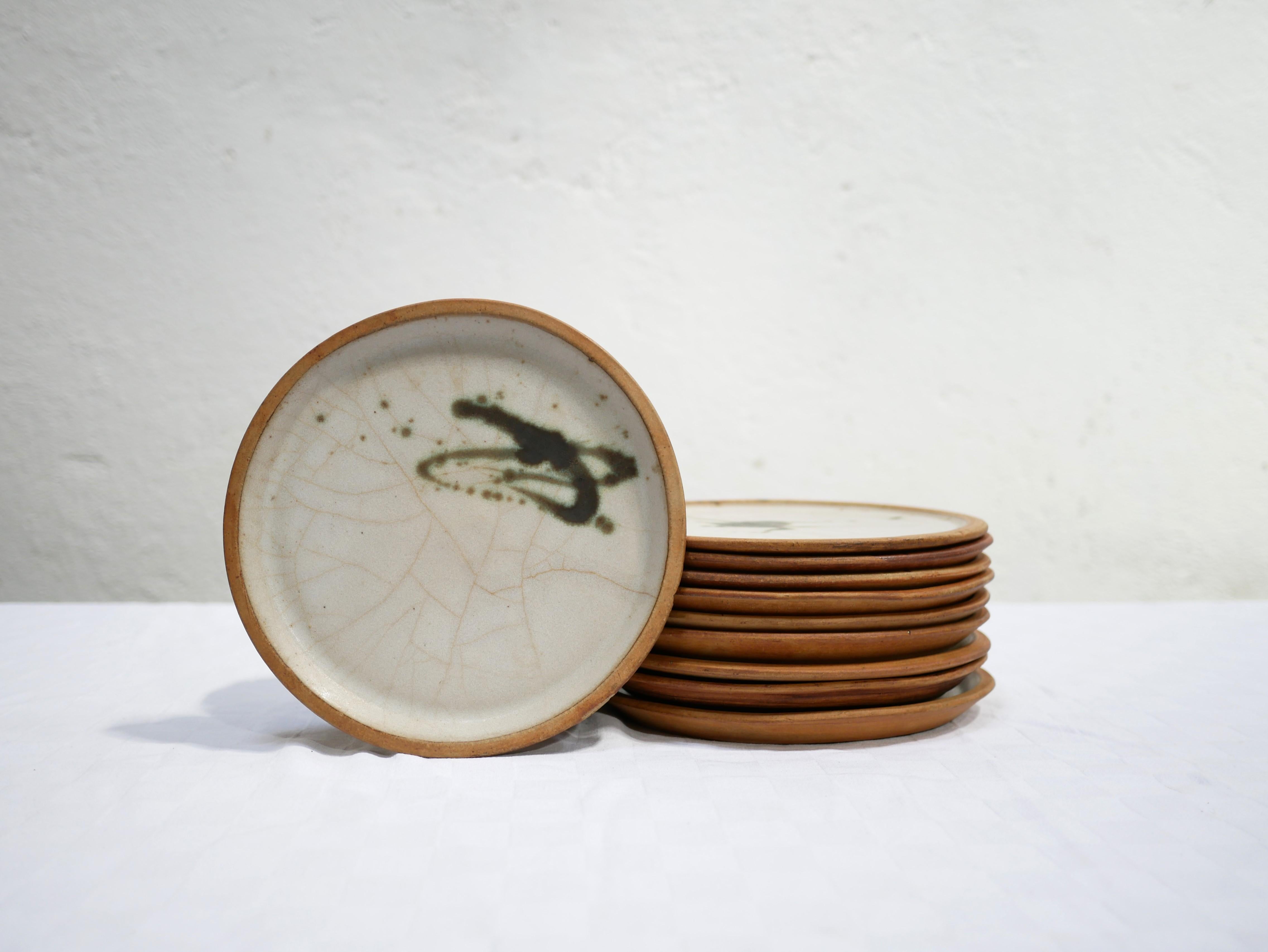 20th Century Series of 10 Sandstone Plates by Madeleine Brault for Poterie De La Colombe