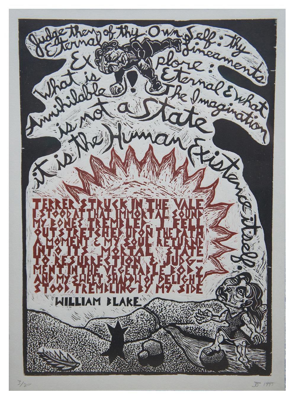 Series of 11 Jay Bolton 1995 Outsider Art Woodcut Exhibit Art Prints In Good Condition In Dayton, OH