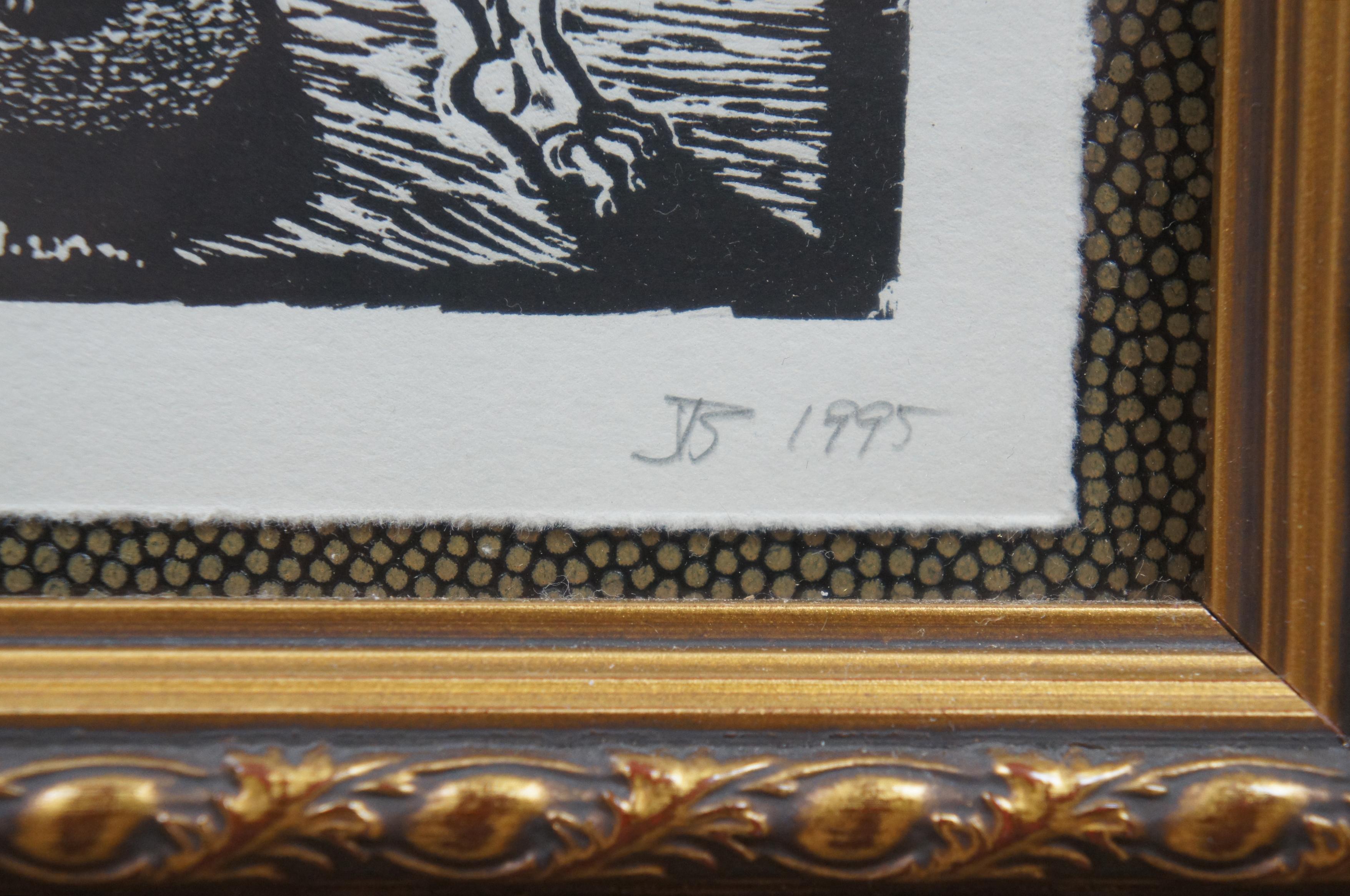 Series of 11 Jay Bolton 1995 Outsider Art Woodcut Exhibit Art Prints 2