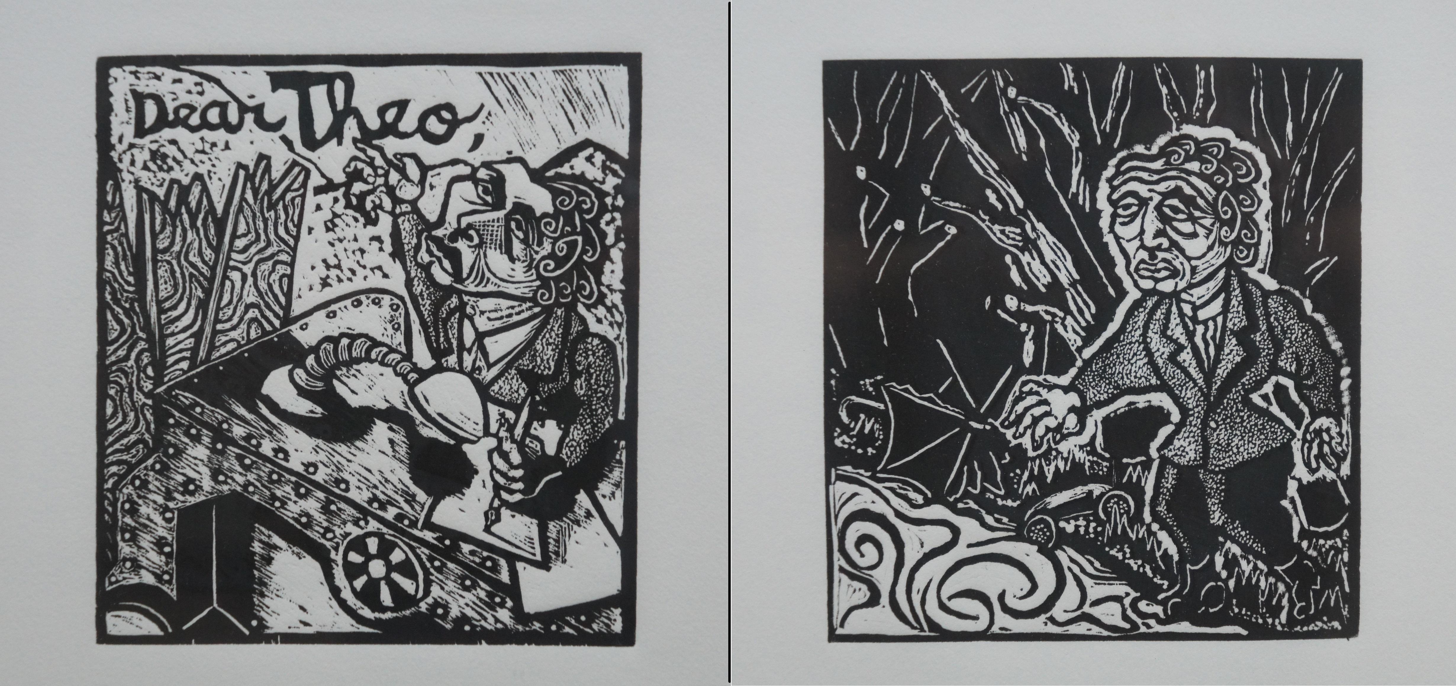 Series of 11 Jay Bolton 1995 Outsider Art Woodcut Exhibit Art Prints For Sale 3