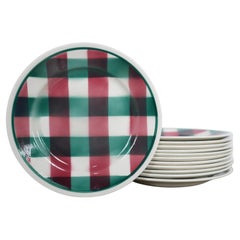 Series of 12 Vintage ceramic dessert plates by Faïencerie Nouvelle, Givors Franc