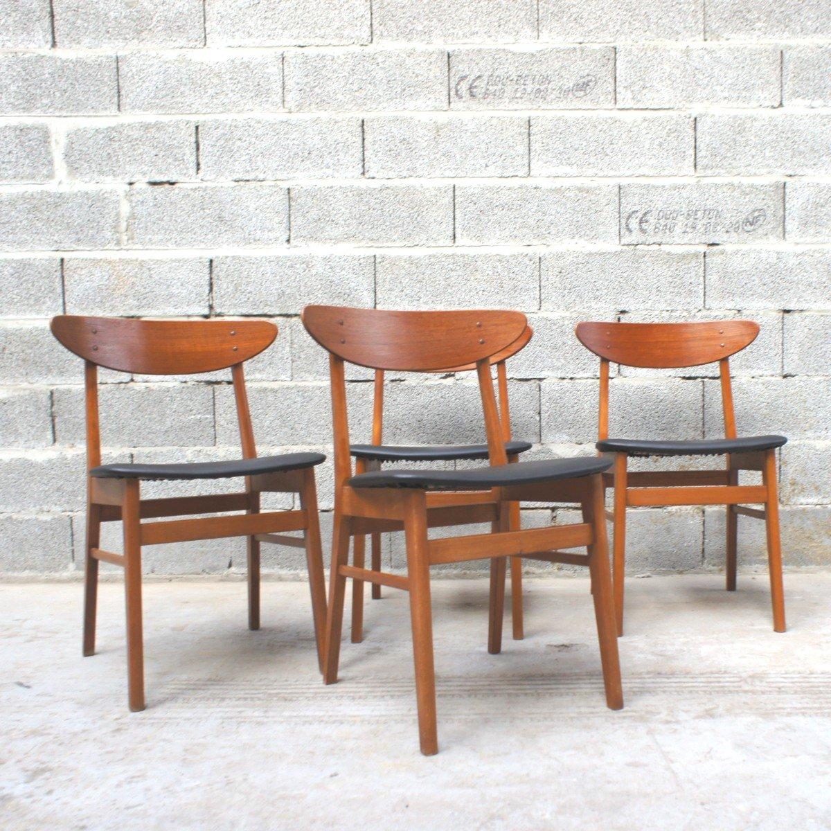 Mid-Century Modern Series of 4 Authentic Scandinavian Chairs Farstrup 210