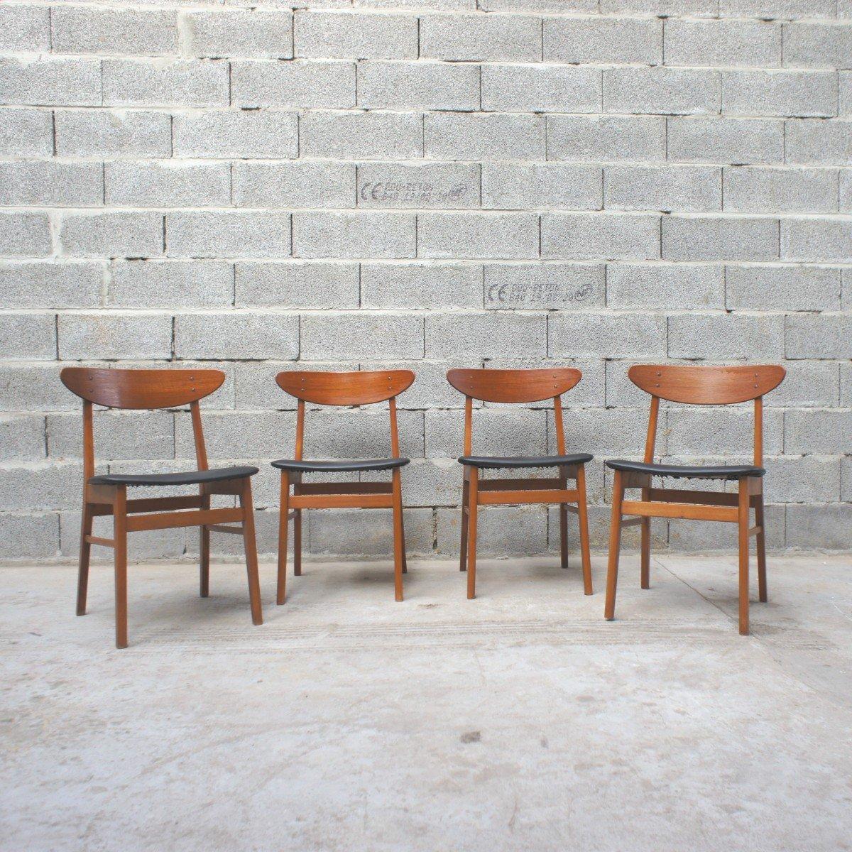 20th Century Series of 4 Authentic Scandinavian Chairs Farstrup 210