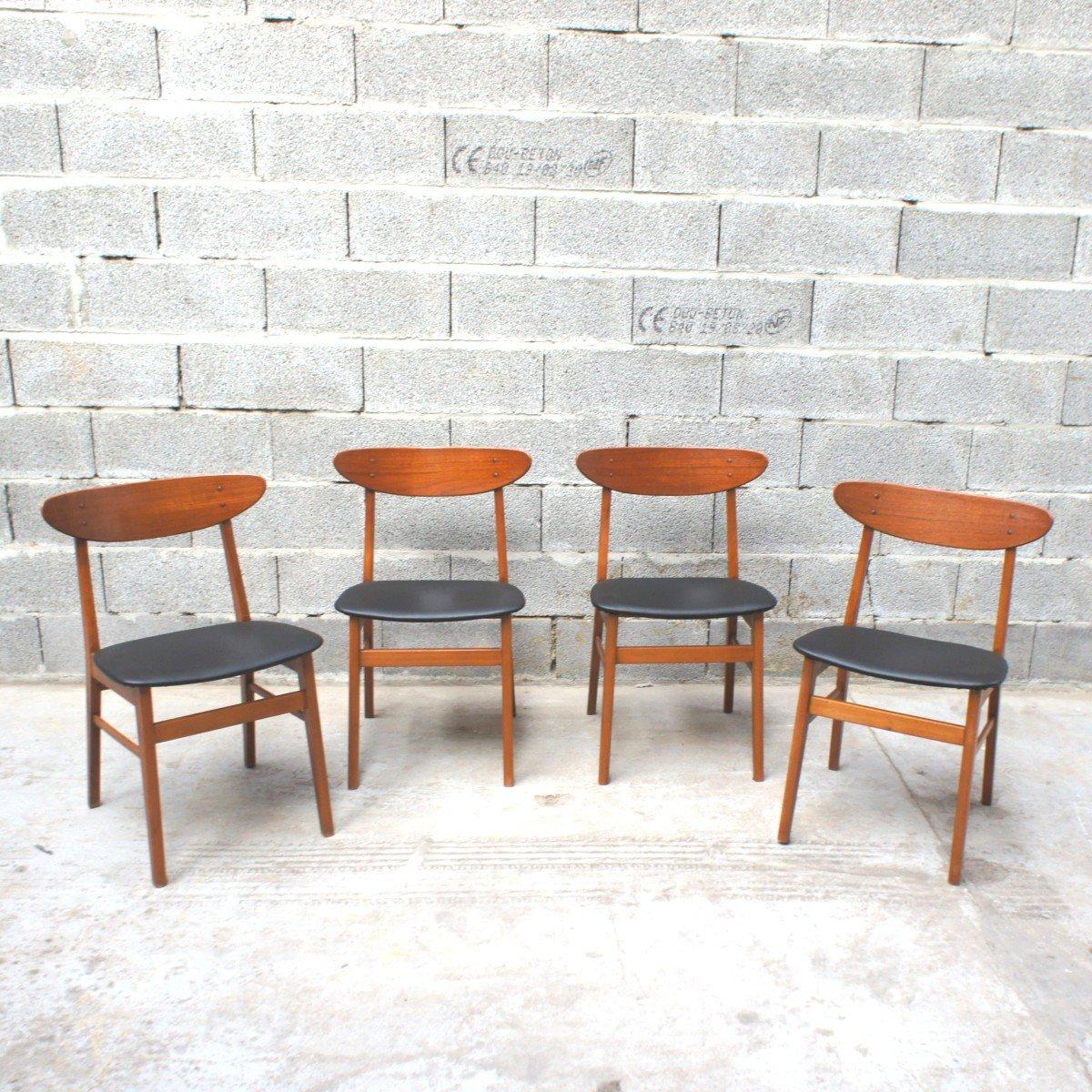 Wood Series of 4 Authentic Scandinavian Chairs Farstrup 210