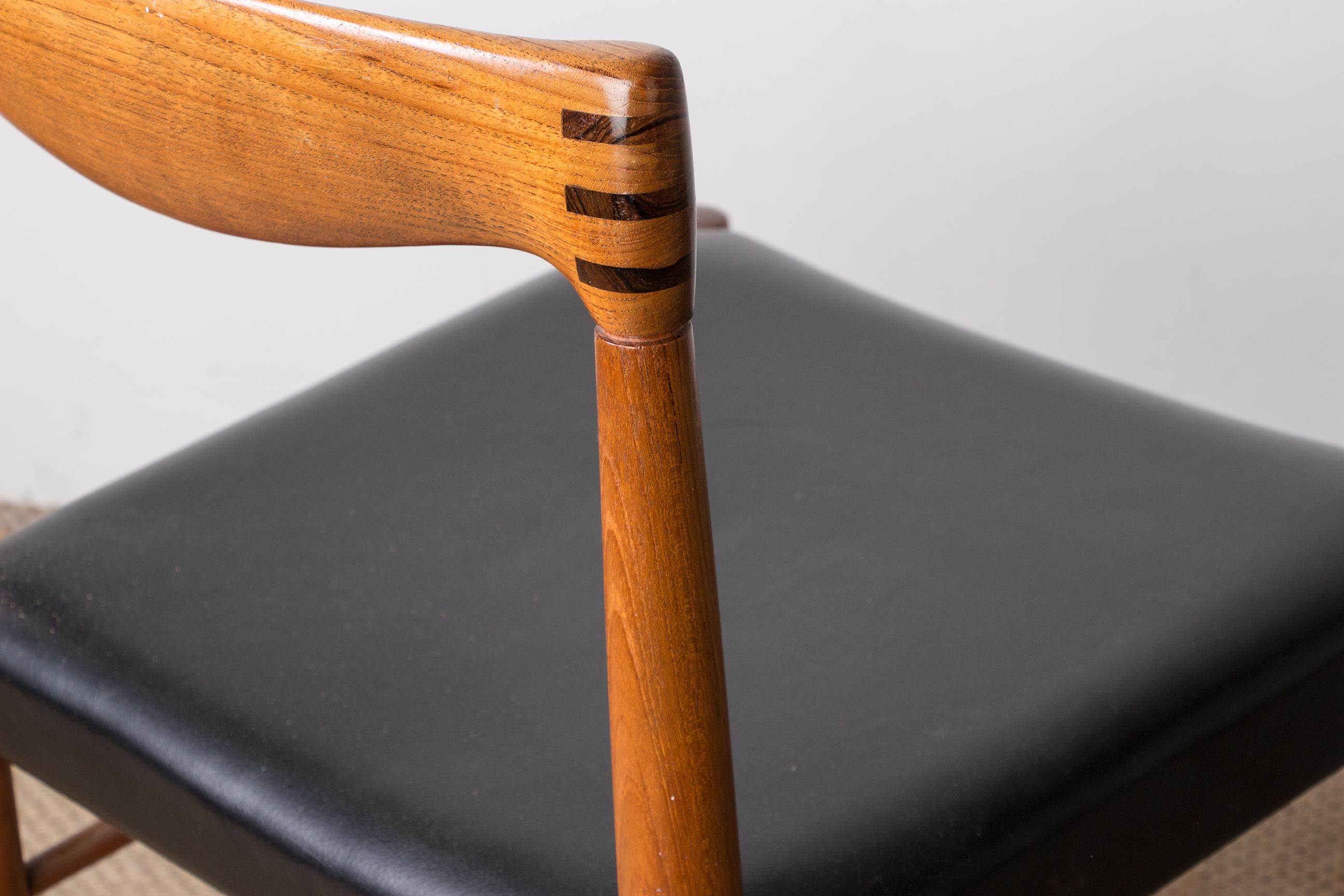 Series of 4 Danish Chairs in Oak and Black Leatherette by Henry Walter Klein for 8