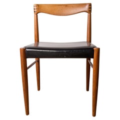 Series of 4 Danish Chairs in Oak and Black Leatherette by Henry Walter Klein for