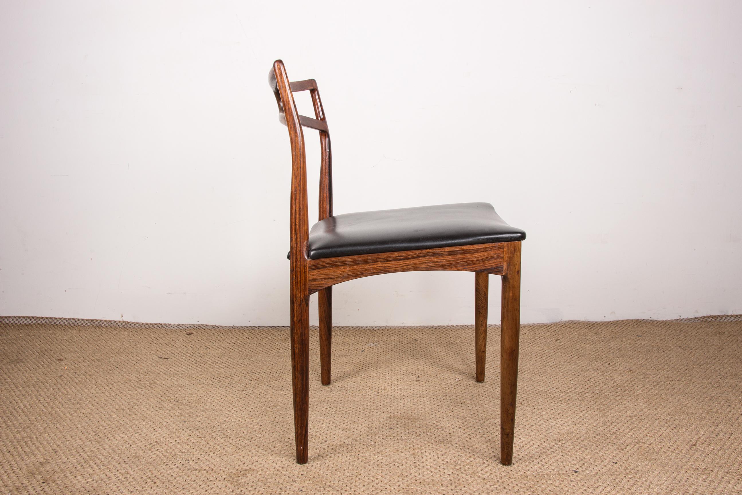 Series of 4 Danish chairs in Rosewood and Leather model 94 by Johannes Andersen. 6