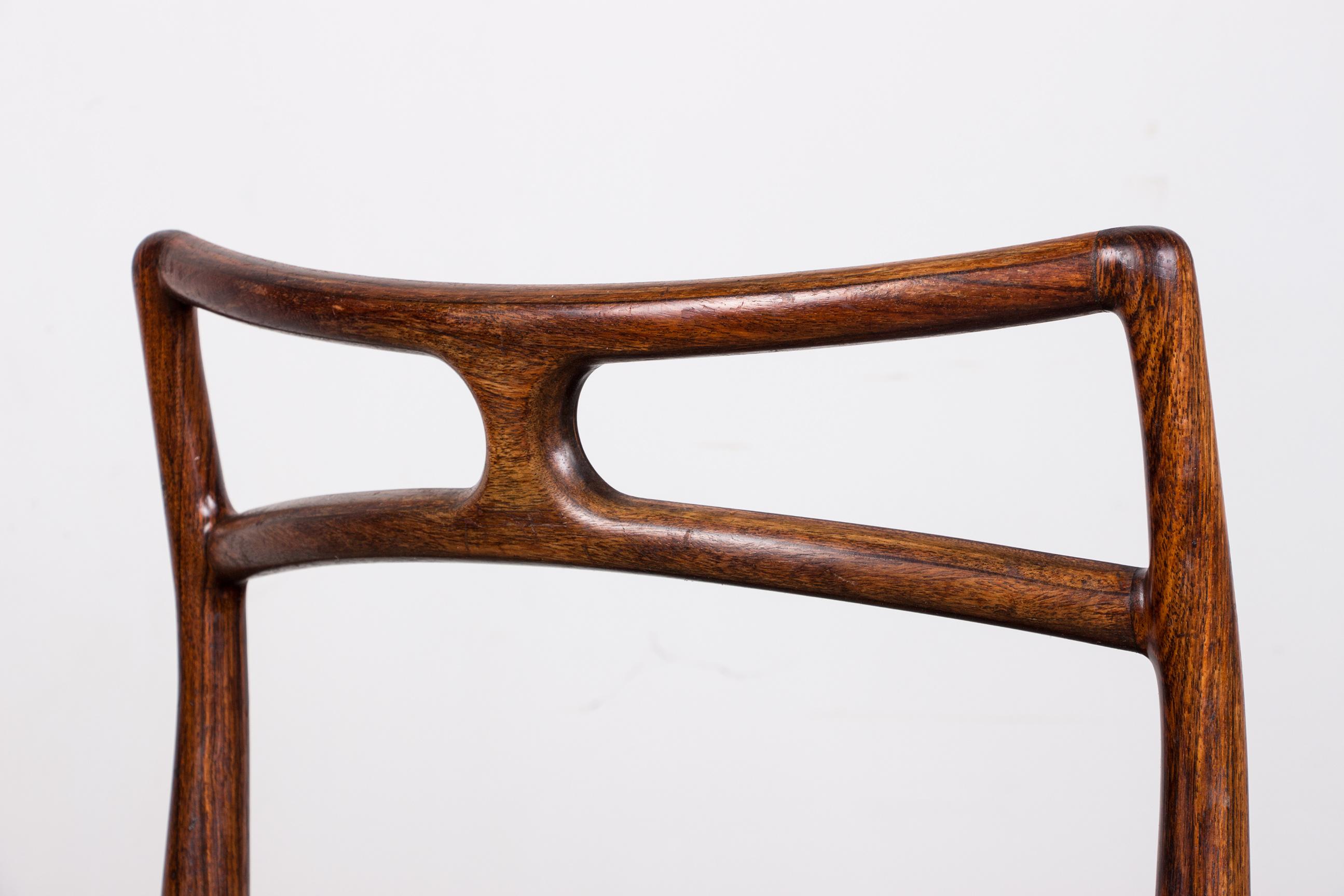 Series of 4 Danish chairs in Rosewood and Leather model 94 by Johannes Andersen. 11