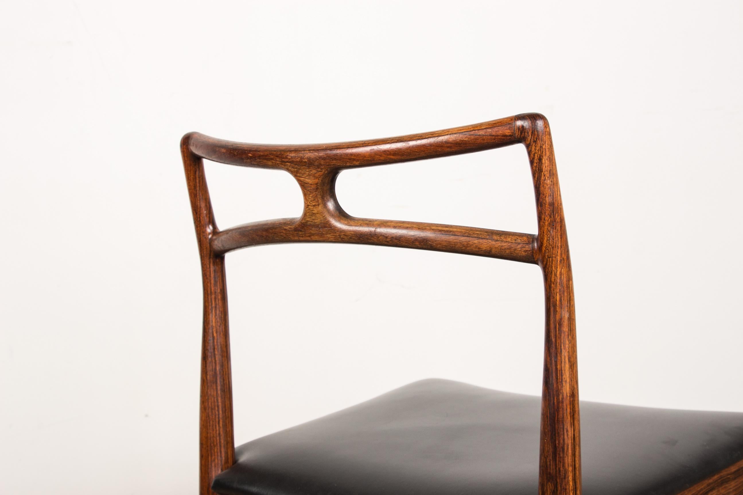 Series of 4 Danish chairs in Rosewood and Leather model 94 by Johannes Andersen. 13