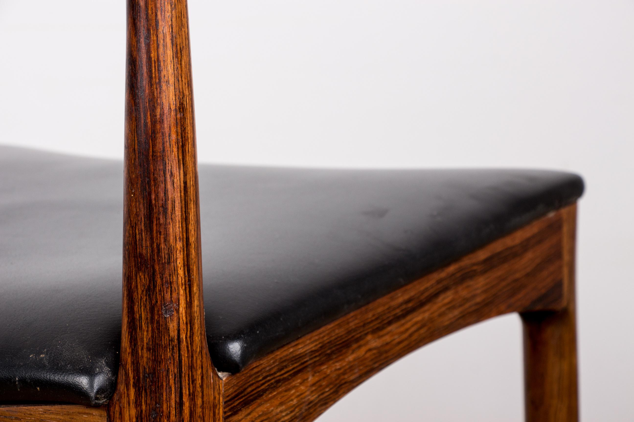 Series of 4 Danish chairs in Rosewood and Leather model 94 by Johannes Andersen. 15