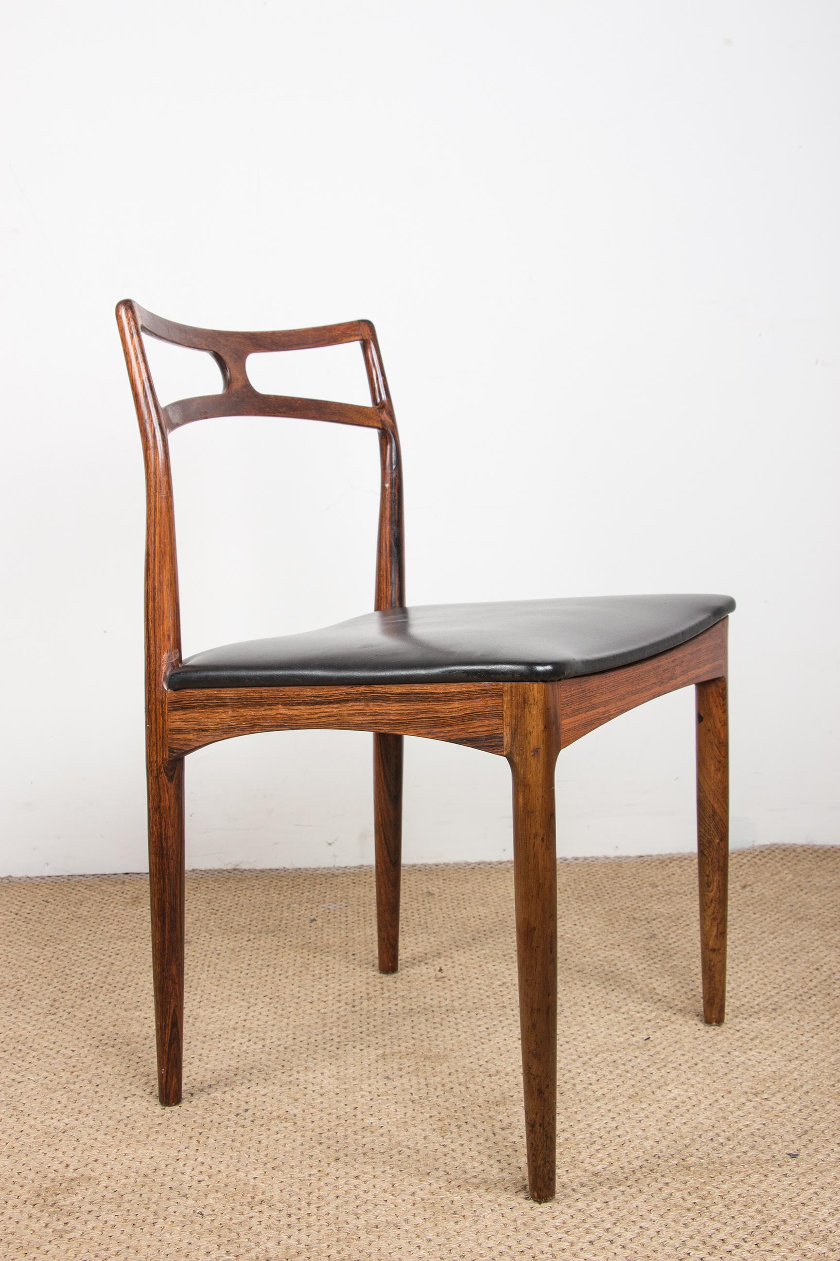 Series of 4 Danish chairs in Rosewood and Leather model 94 by Johannes Andersen. 1