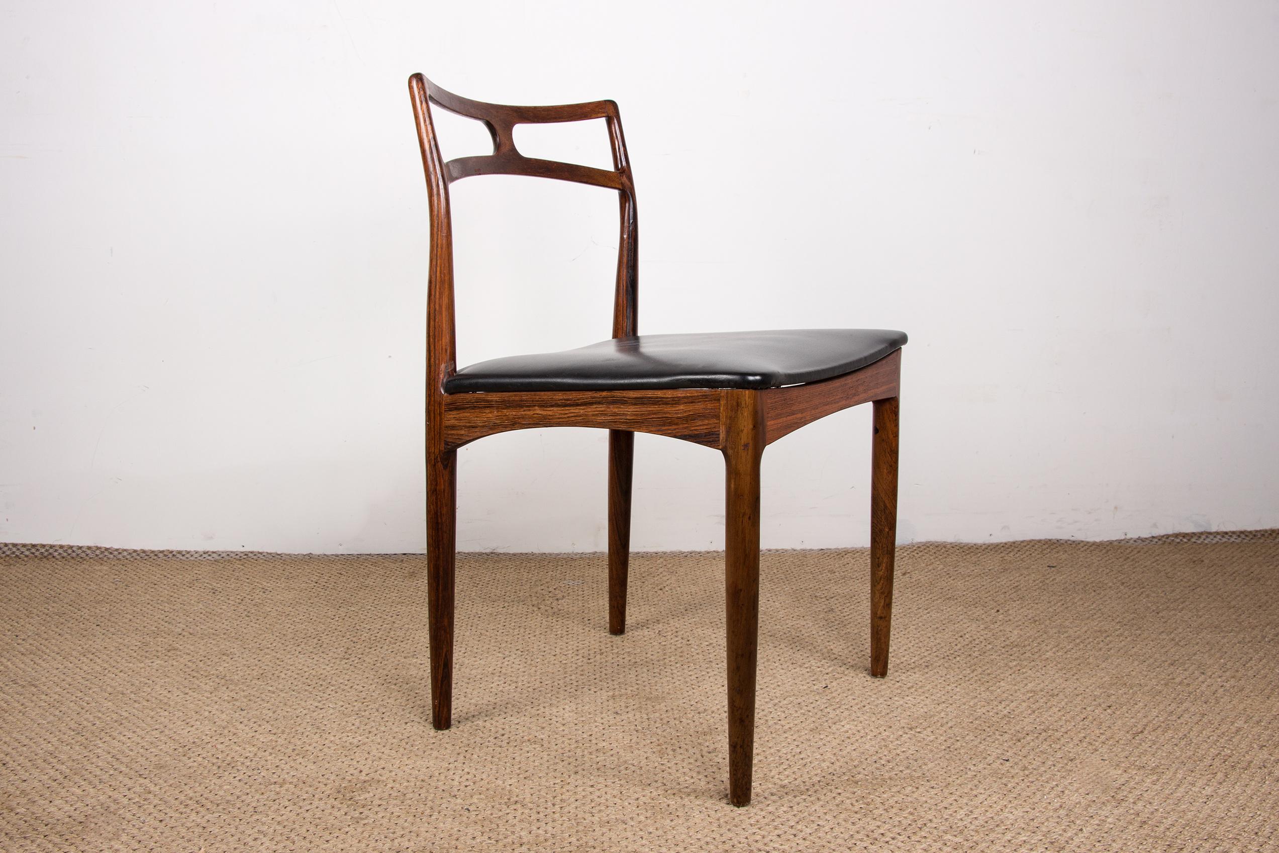 Series of 4 Danish chairs in Rosewood and Leather model 94 by Johannes Andersen. 2
