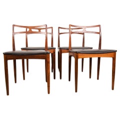 Serie von 4 dänischen Stühlen aus Rosenholz und Leder Modell 94 von Johannes Andersen.