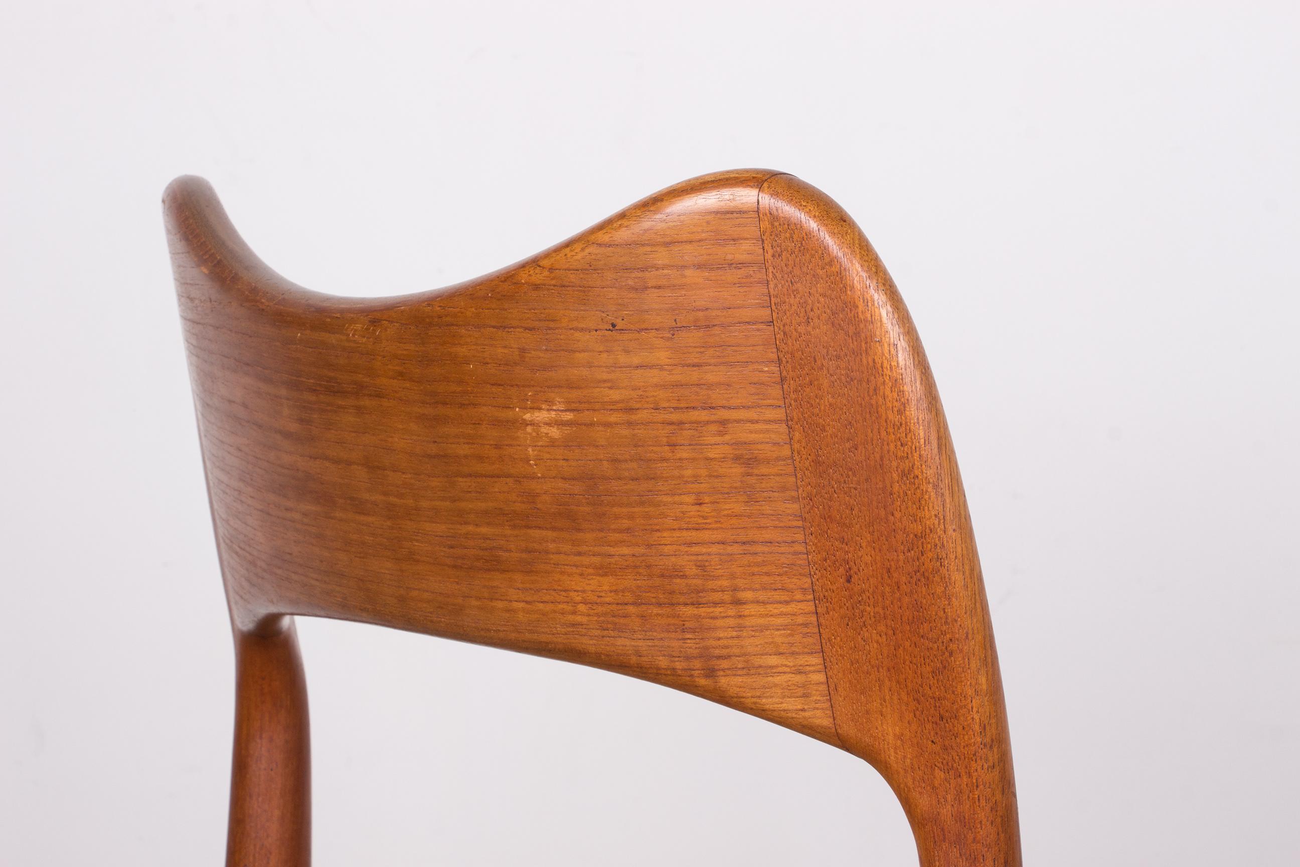 Mid-20th Century Series of 4 Danish Teak and Cordage chairs by Arne Hovmand Olsen 1960. For Sale