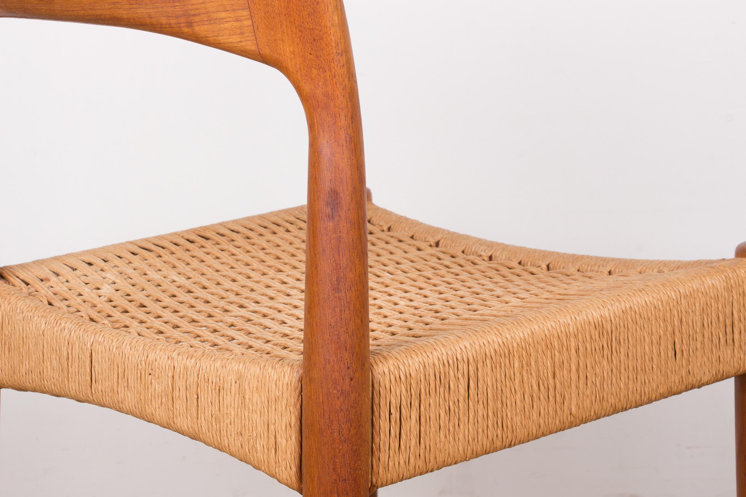 Rope Series of 4 Danish Teak and Cordage chairs by Arne Hovmand Olsen 1960. For Sale