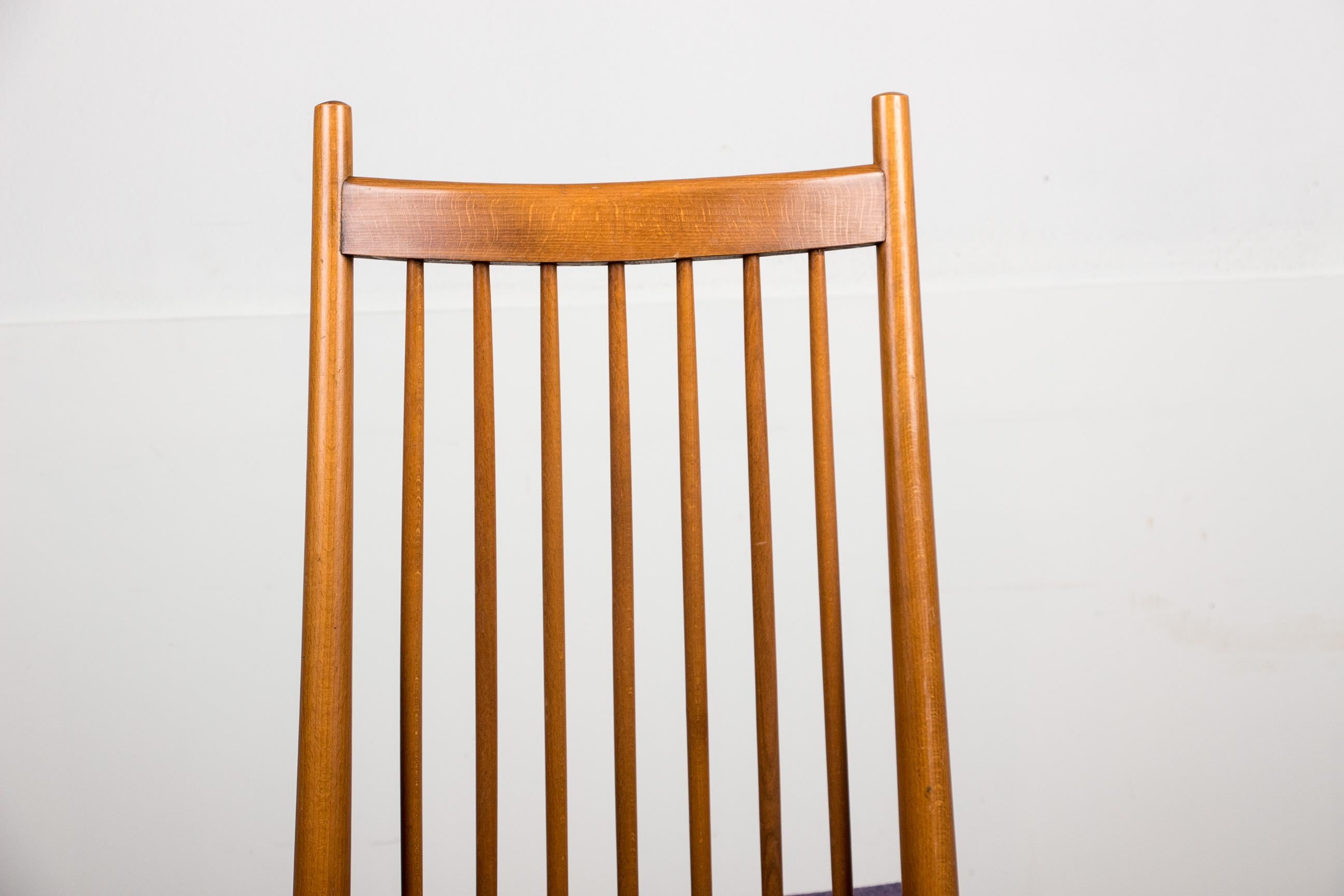 Series of 4 Large Danish Teak and Fabric Dining Chairs, Style of Arne Vodder For Sale 6