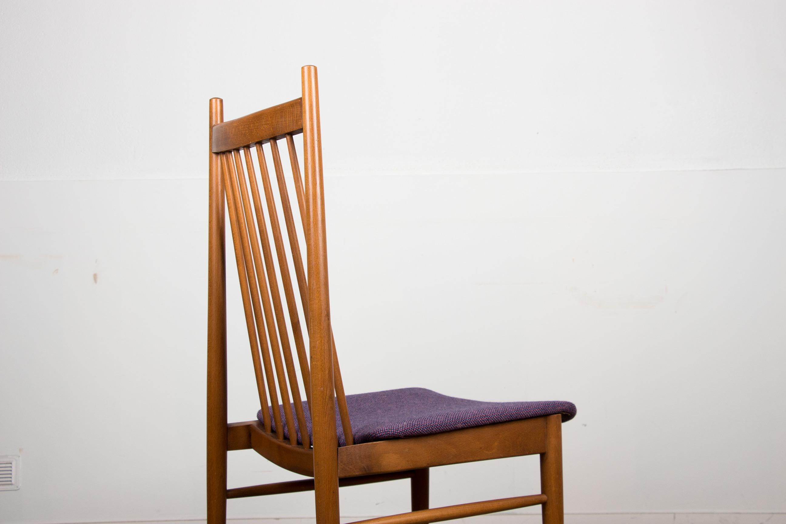 Series of 4 Large Danish Teak and Fabric Dining Chairs, Style of Arne Vodder For Sale 3