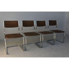 Series of 4 Vintage Tubular Chairs, 70s