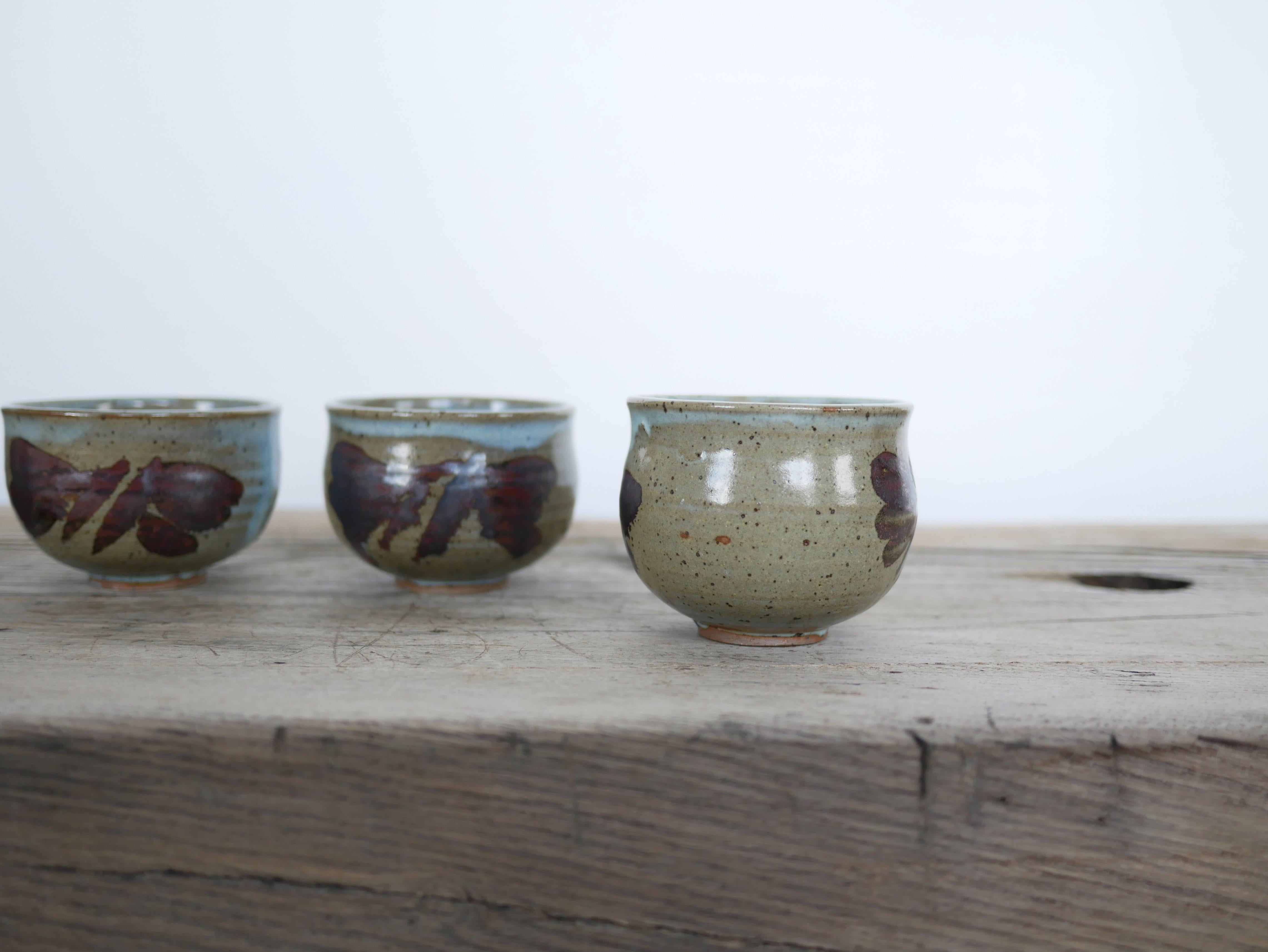 Series of 5 vintage stoneware cups For Sale 7