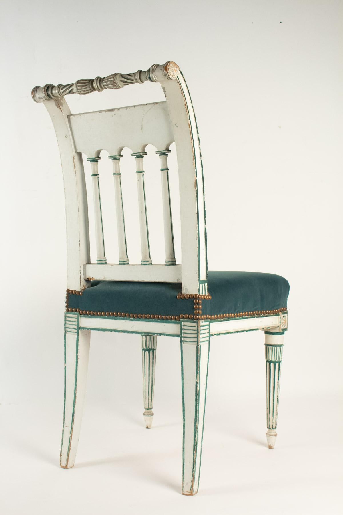Wood Series of 6 Chairs Directoire Period, 19th Century