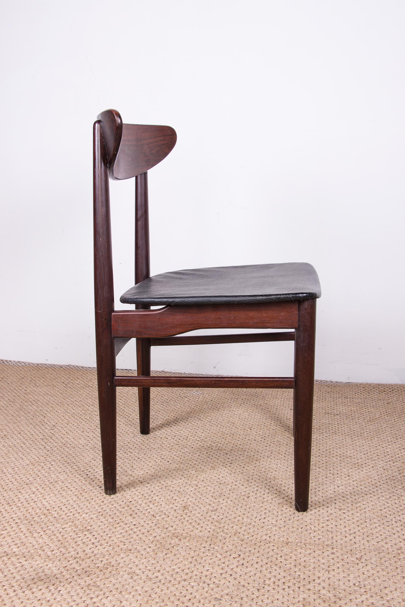 Faux Leather Series of 6 Danish Chairs in Rosewood and Skai by Dyrlund, 1960