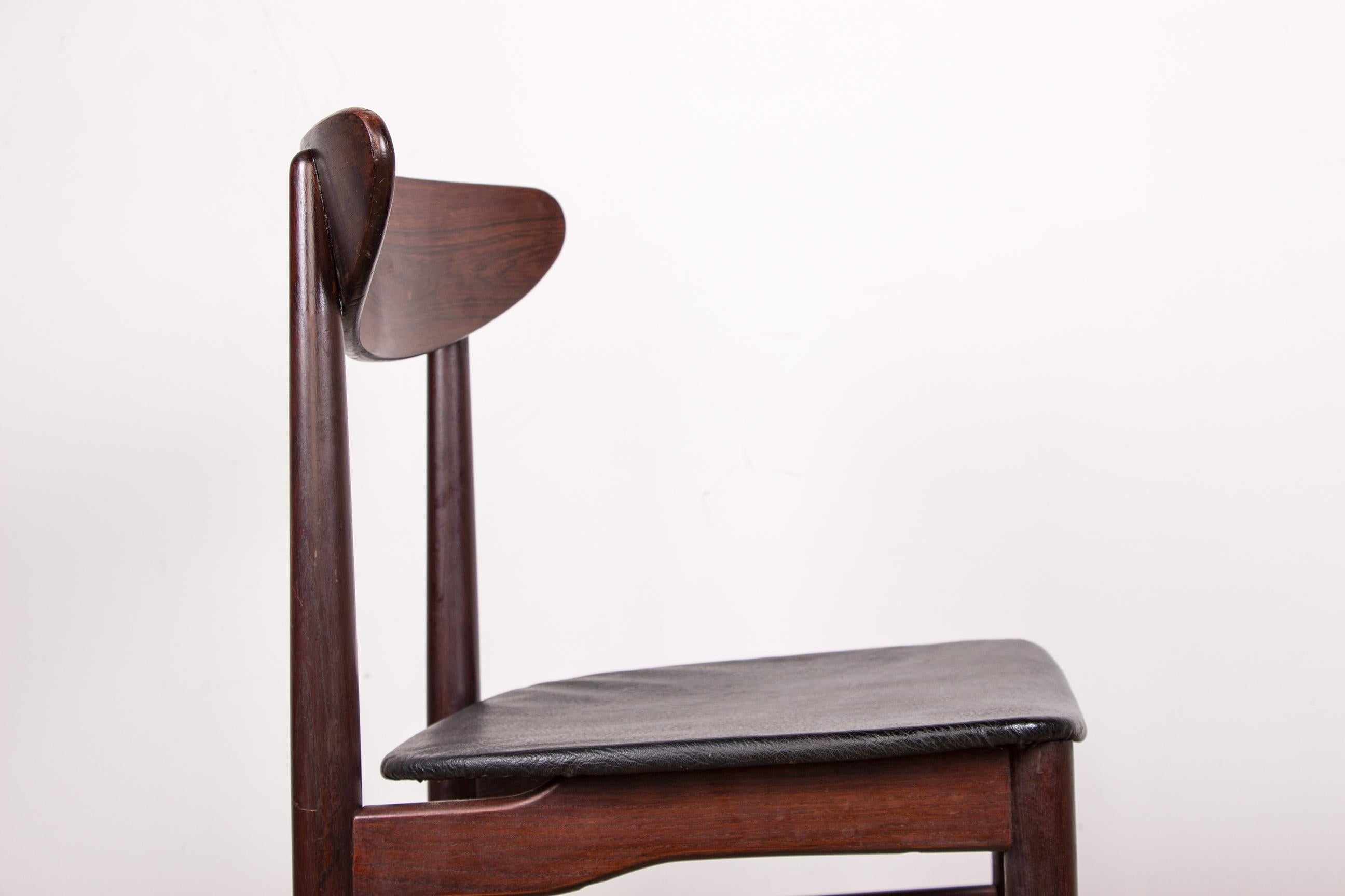 Series of 6 Danish Chairs in Rosewood and Skai by Dyrlund, 1960 1
