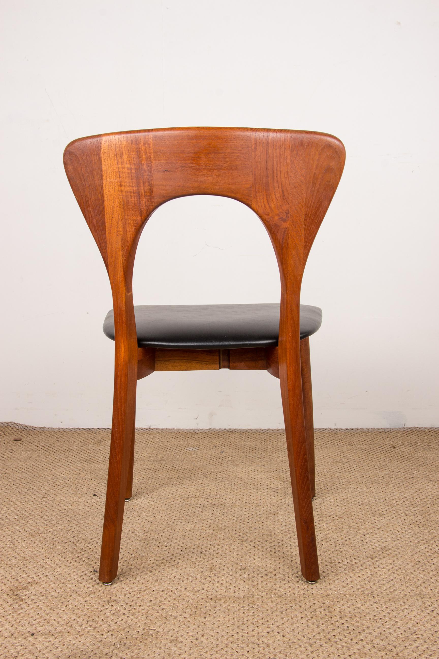 Series of 6 Danish chairs in Teak and skai, Peter model by Niels Koefoed 1960. 10