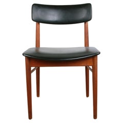 Vintage Series of 6 Danish chairs in Teak, black Skai and Brass by Sven Chrobat for Sax 