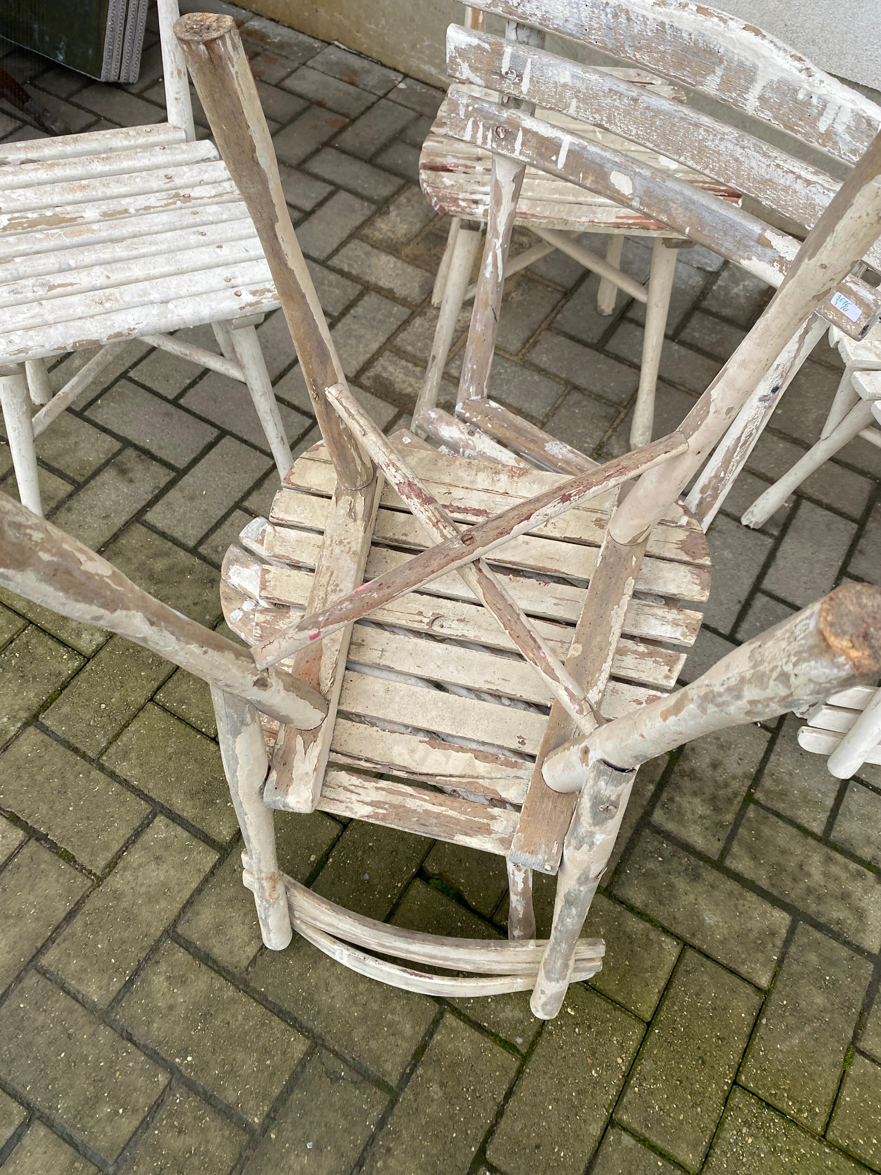 series of 6 garden or veranda chairs in painted wood circa 1900/1930 Thonet  For Sale 2
