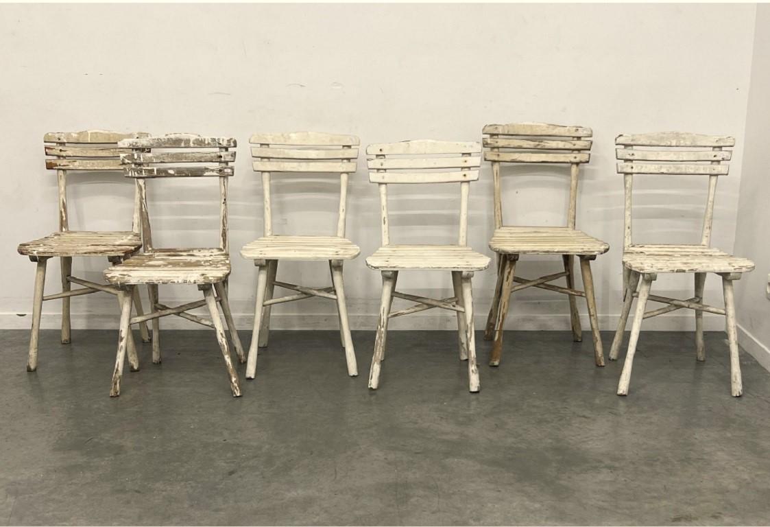 Art Nouveau series of 6 garden or veranda chairs in painted wood circa 1900/1930 Thonet  For Sale
