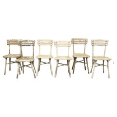 Used series of 6 garden or veranda chairs in painted wood circa 1900/1930 Thonet 