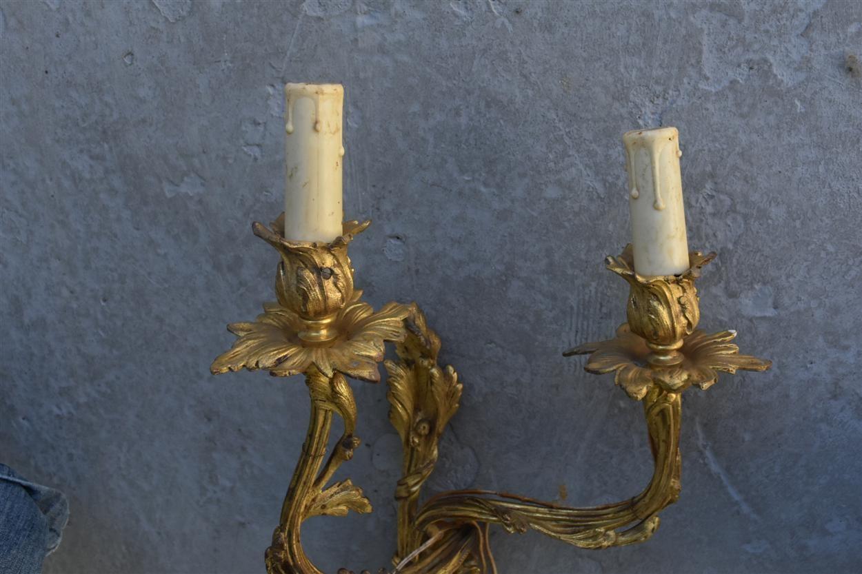 Cast Series of 6 Gilded Bronze Rocaille Napoleon III Period Sconces