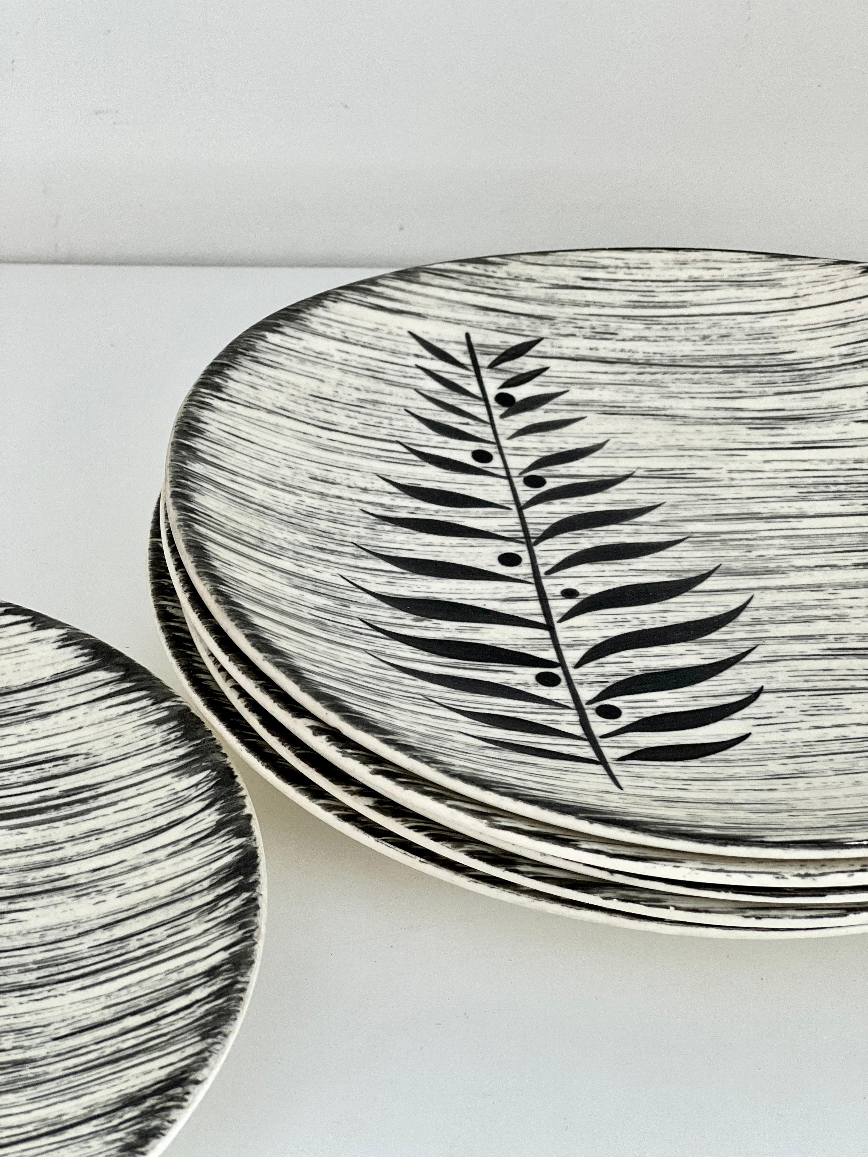 Series of 6 mid-century ‘Toledo’ ceramic dinner plates by Salins France, 1960s For Sale 6