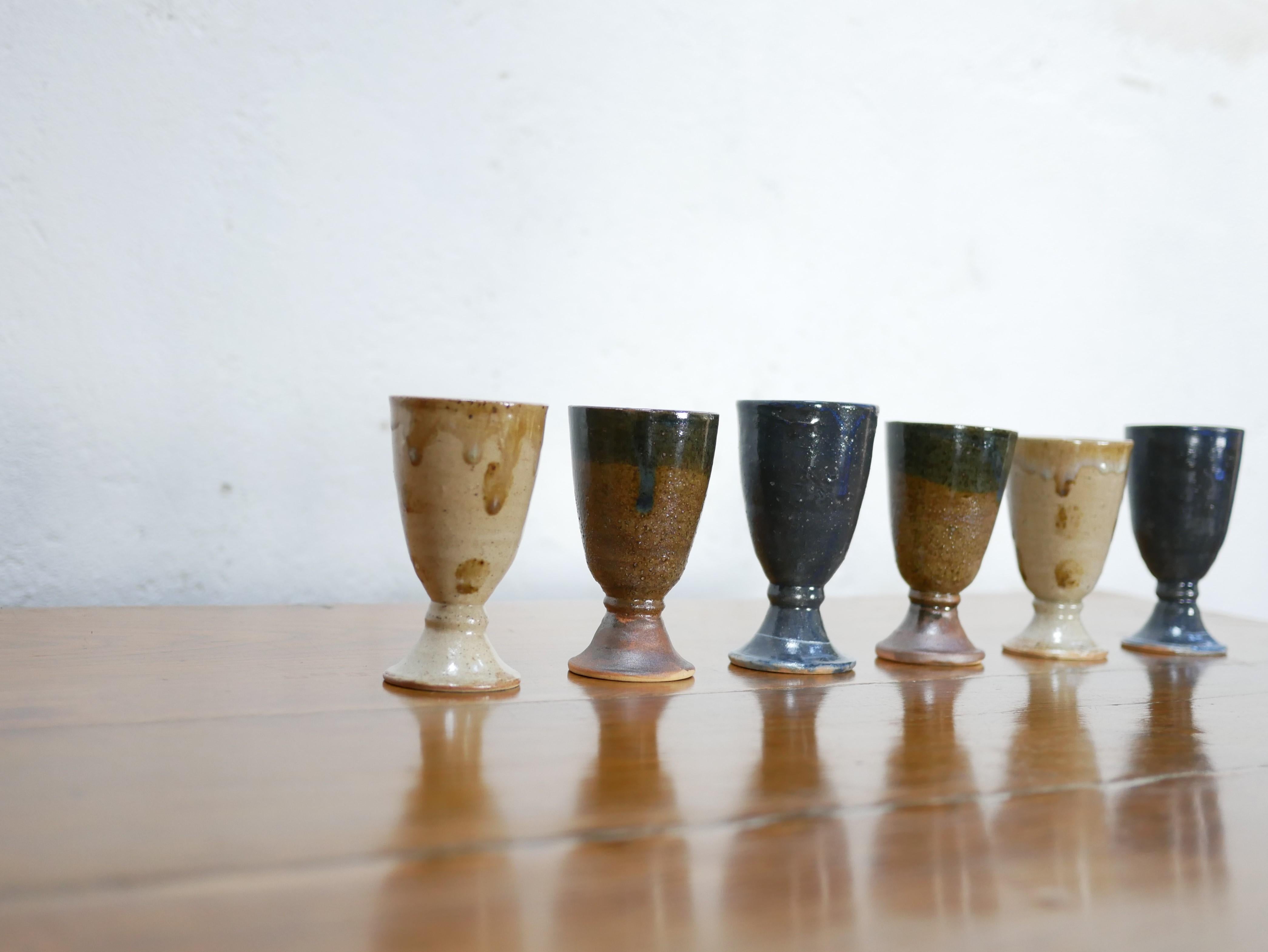 Series of 6 Sandstone Mazagrans by Marius Bernon, La Borne 5