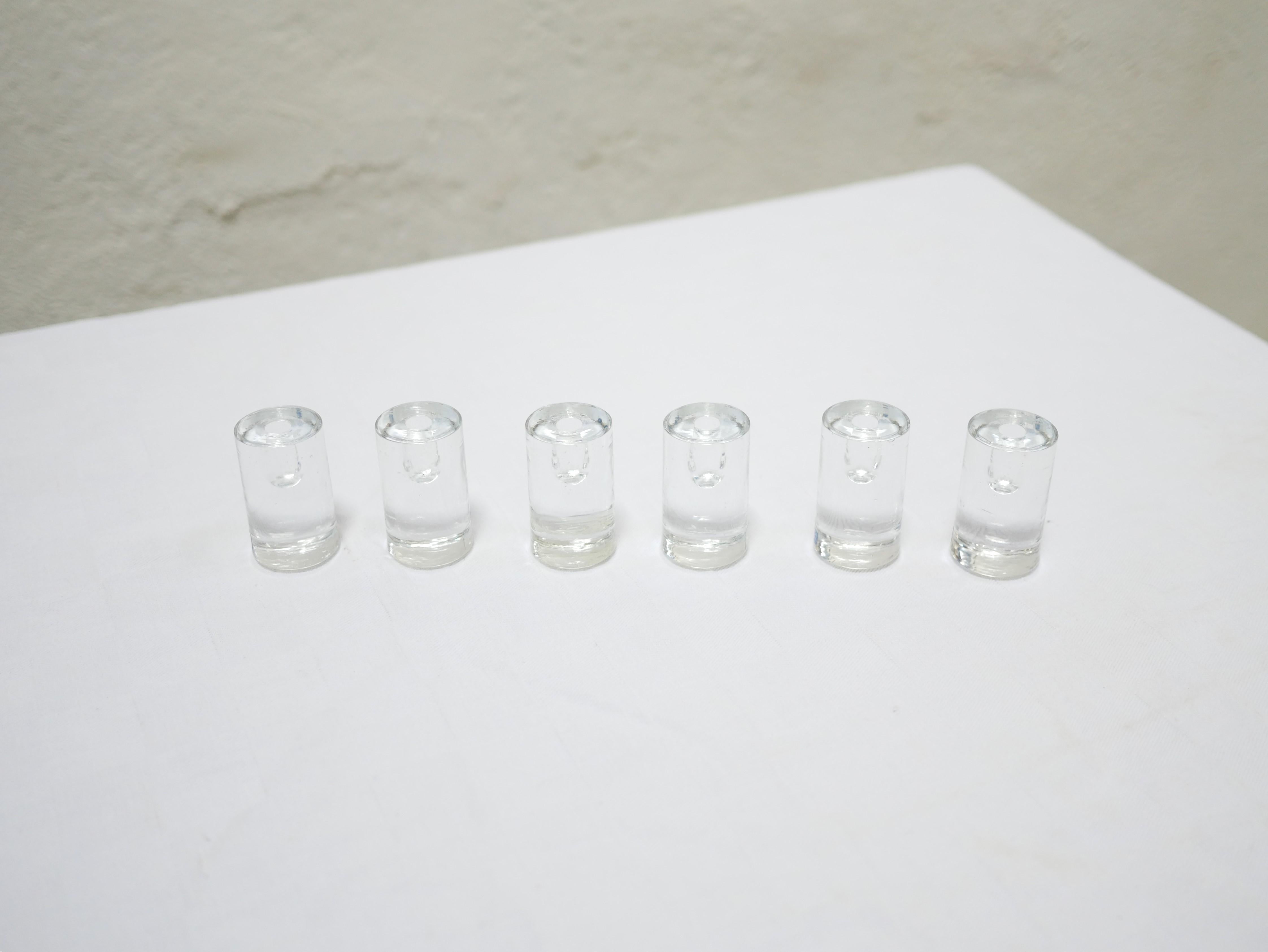 Serie von 6 Vintage-Kerzenständern aus geblasenem Glas, herausgegeben von Guaxs im Zustand „Gut“ im Angebot in AIGNAN, FR