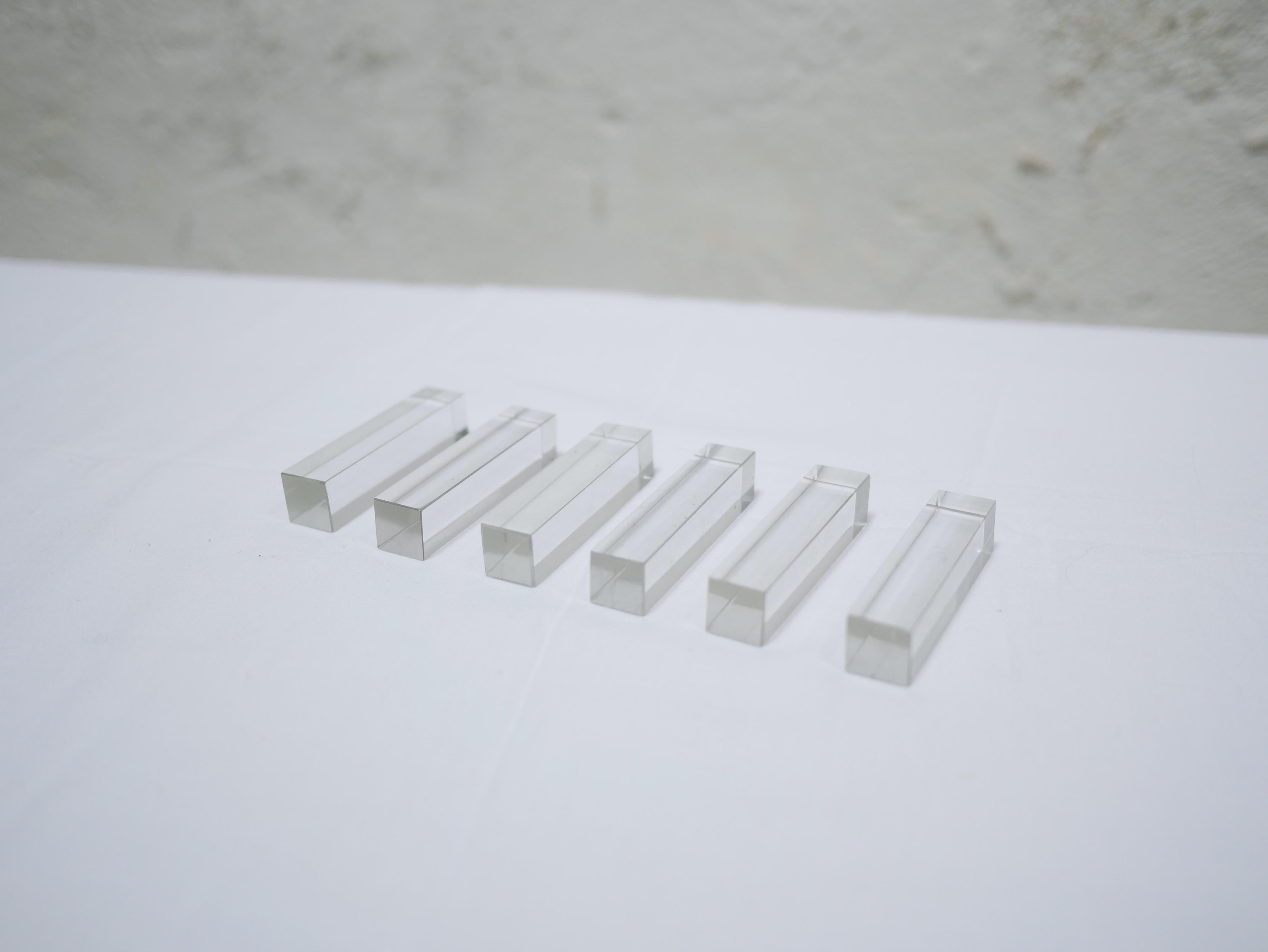 Series of 6 Vintage Glass Knife Rests For Sale at 1stDibs