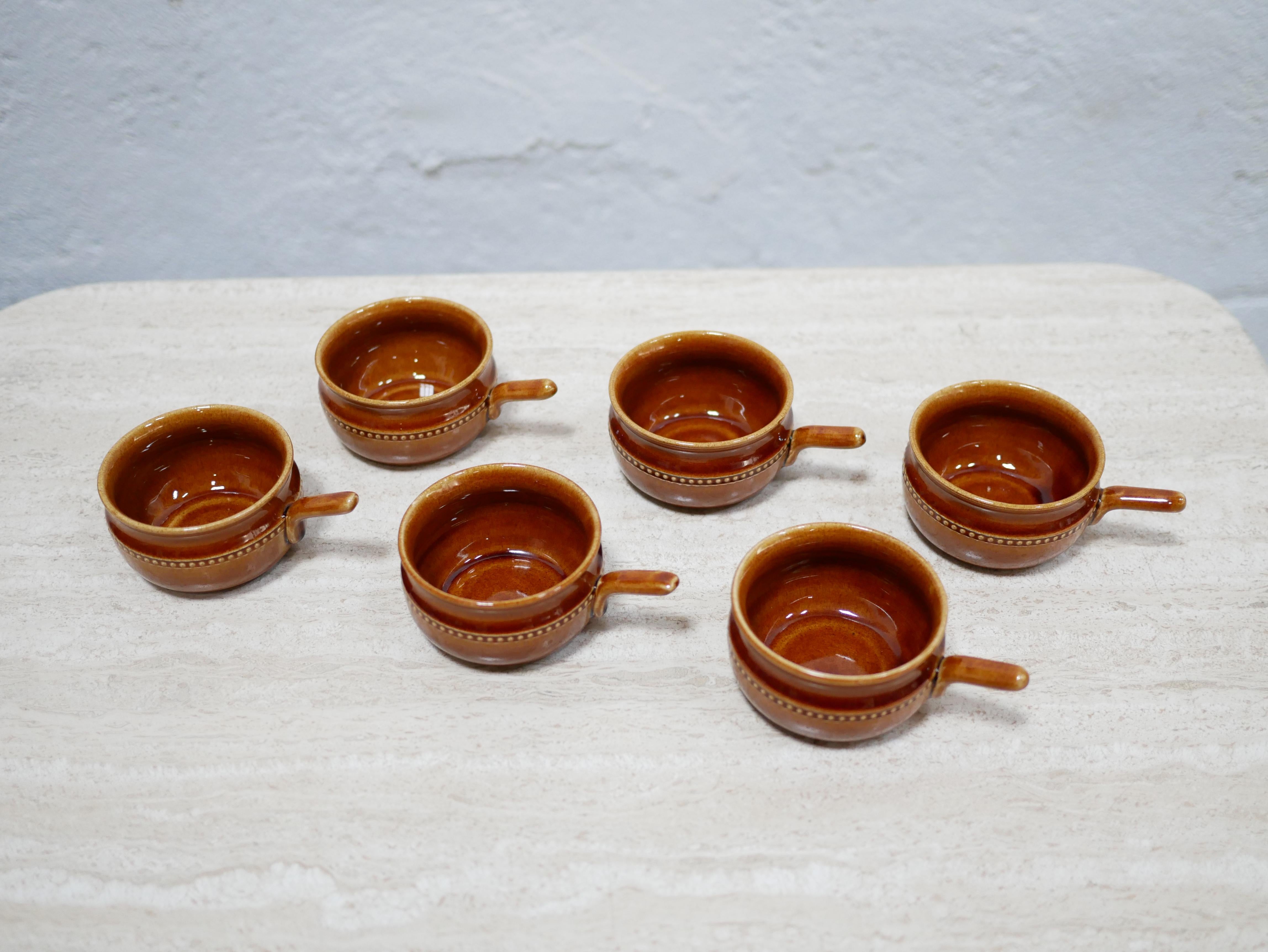 20ième siècle Série de 6 tasses en céramique scandinave d'époque de l'usine Höganäs Keramik en vente