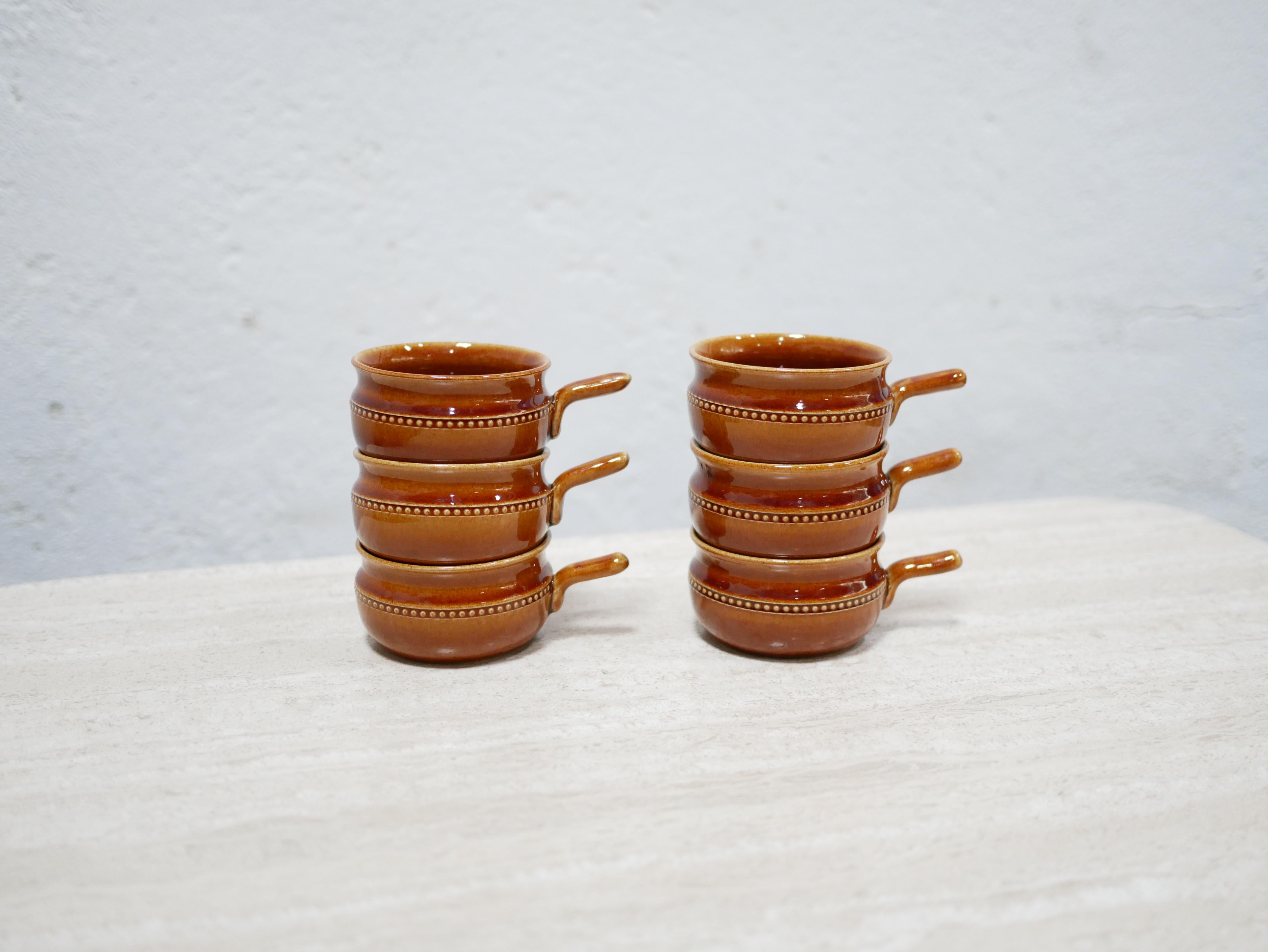Série de 6 tasses en céramique scandinave d'époque de l'usine Höganäs Keramik en vente 1