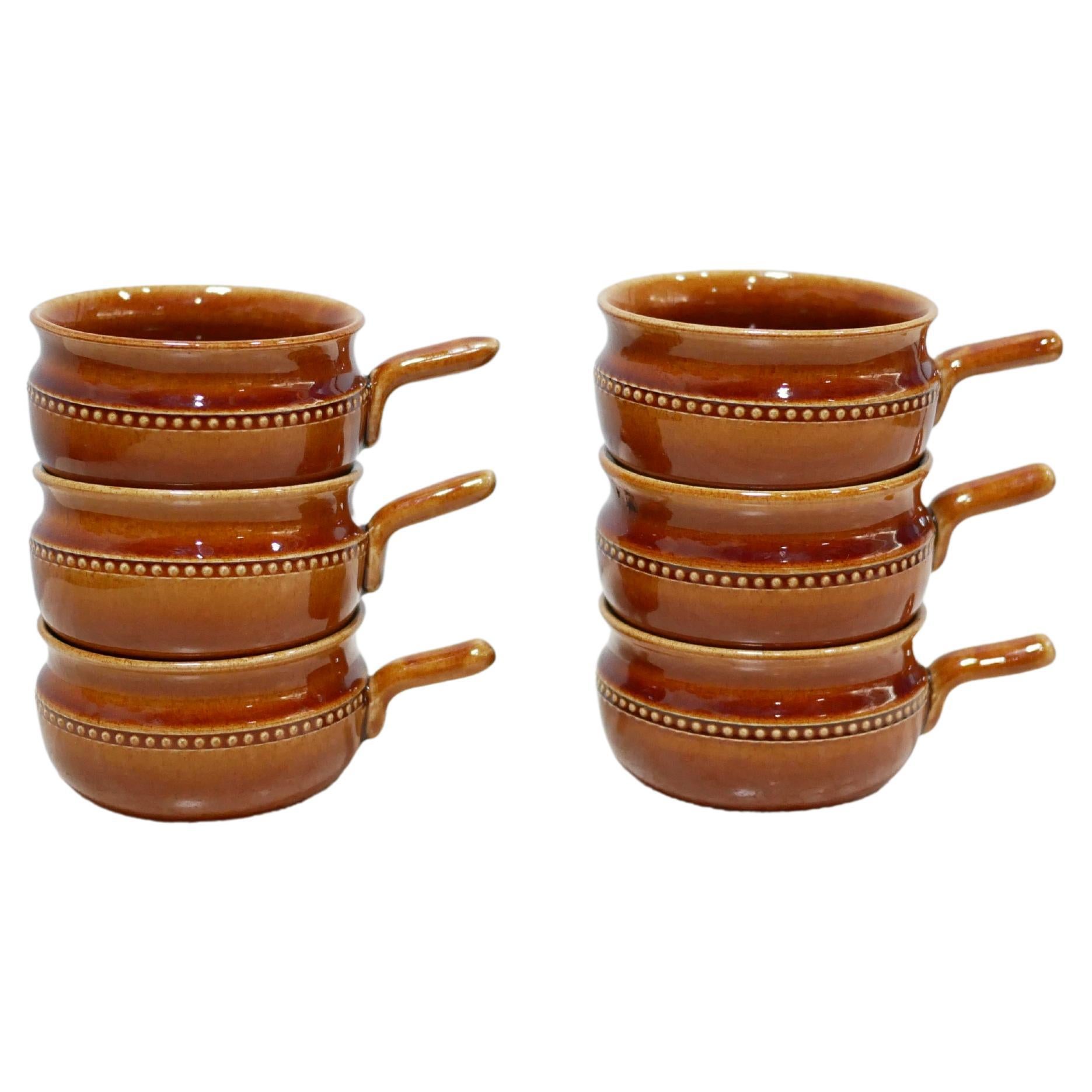Series of 6 Vintage Scandinavian Ceramic Cups by the Höganäs Keramik Factory For Sale