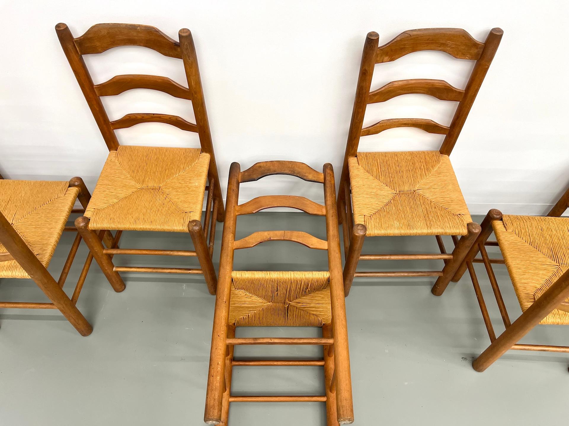 Série de 8 chaises en orme massif et assise moulée en vente 11