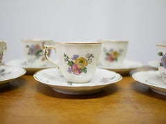 Series of 8 coffee cups and under cup in Limoges porcelain, Bernardaud France