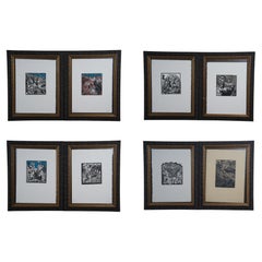 Series of 8 Jay Bolotin 1995 Outsider Art Woodcut Museum Exhibit Prints 20"